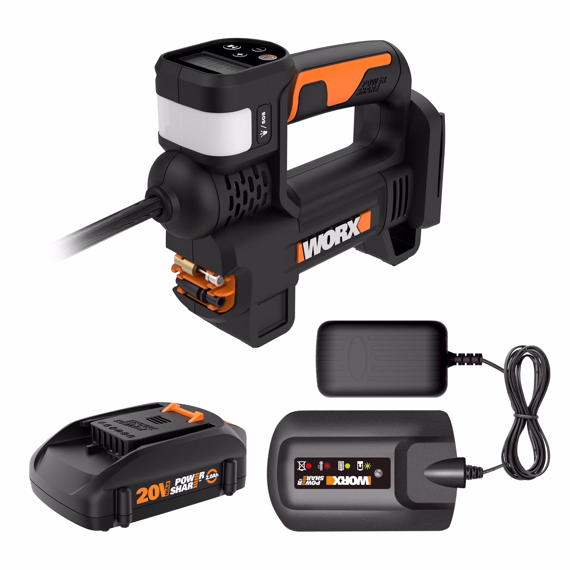 Worx WX092L 20V Power Share Portable Air Pump Inflator(Black)