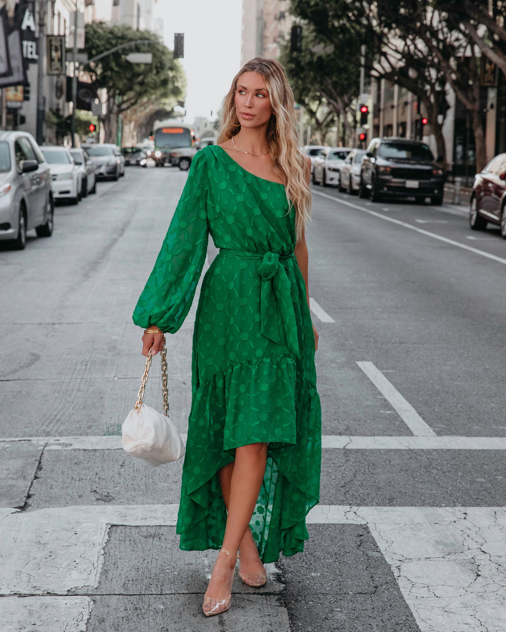 New Kind Of Love One Shoulder Ruffle Maxi Dress - Green - Se7enfashion