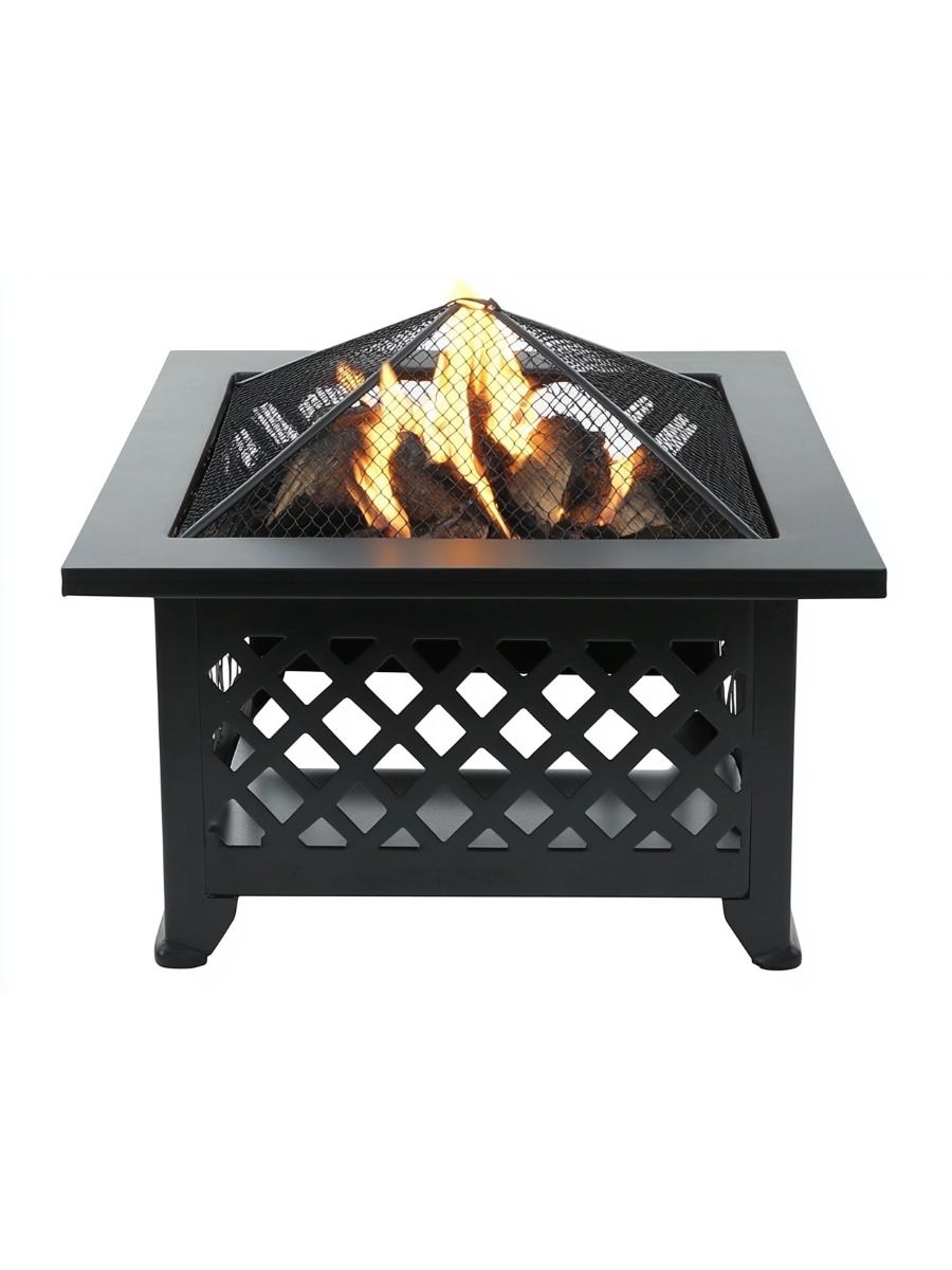 Brasero de acero XXL con atizador negro para exterior 64 cm