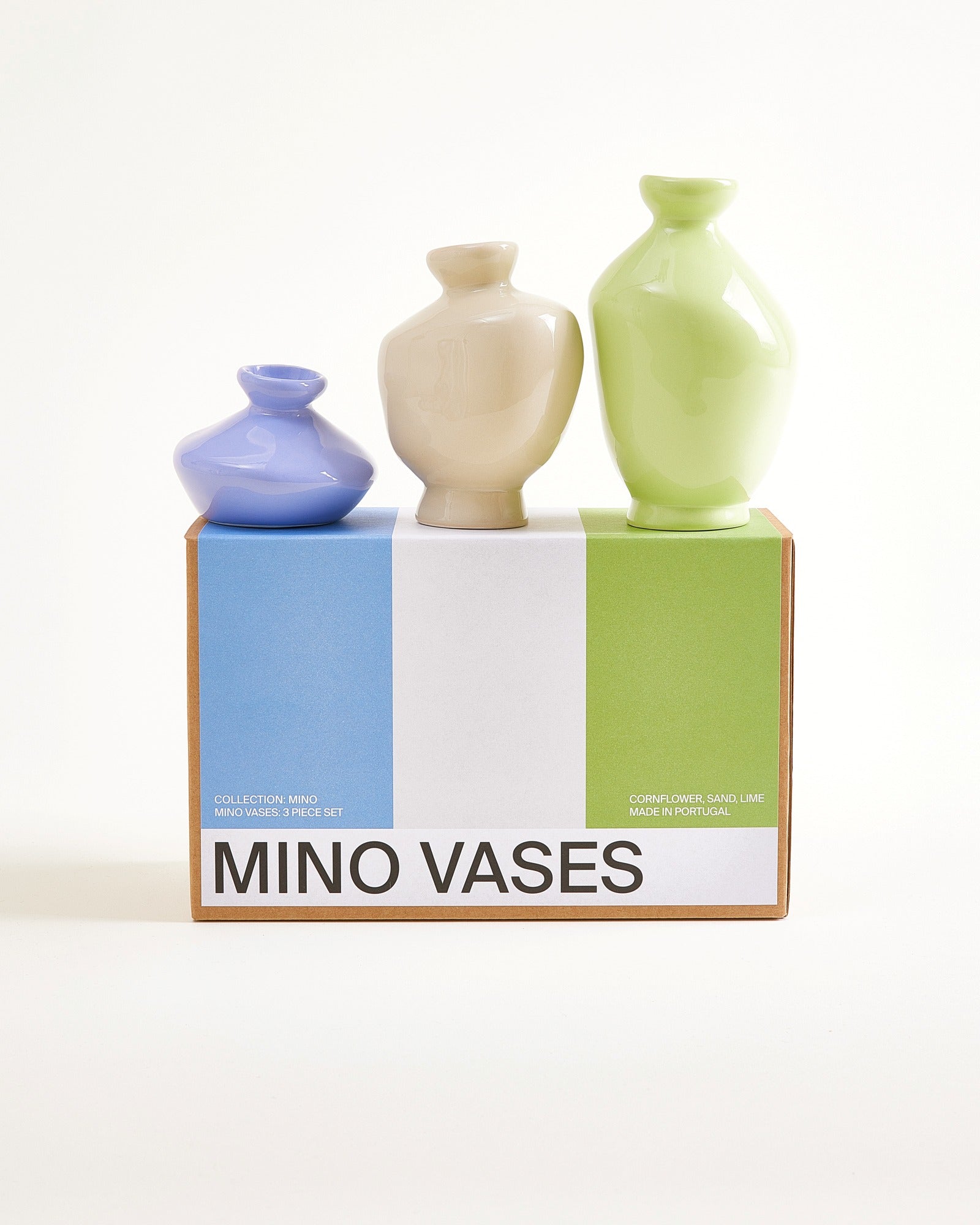 Mino Vase S 3er-Set cornflower sand lime