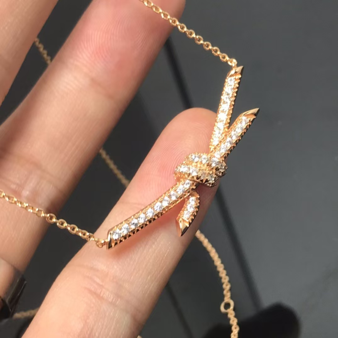 Tiffany Knot Pendant Necklace - Full Diamond - Original Replica Club