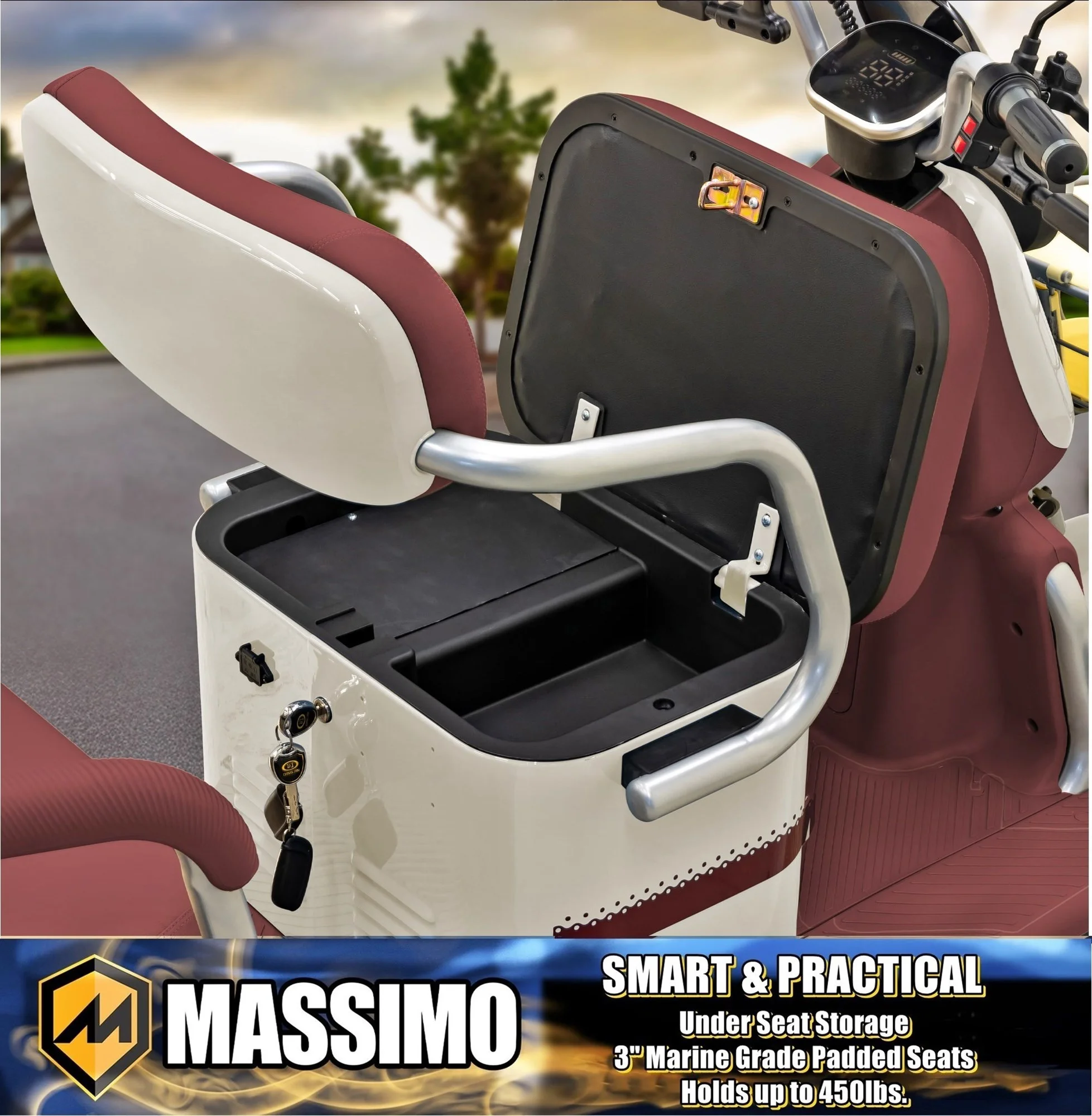 Massimo MGC E-Trike 3-Wheel Electric Cart – 17 MPH, 2-Seater Adult Scooter – Blue - Image 24