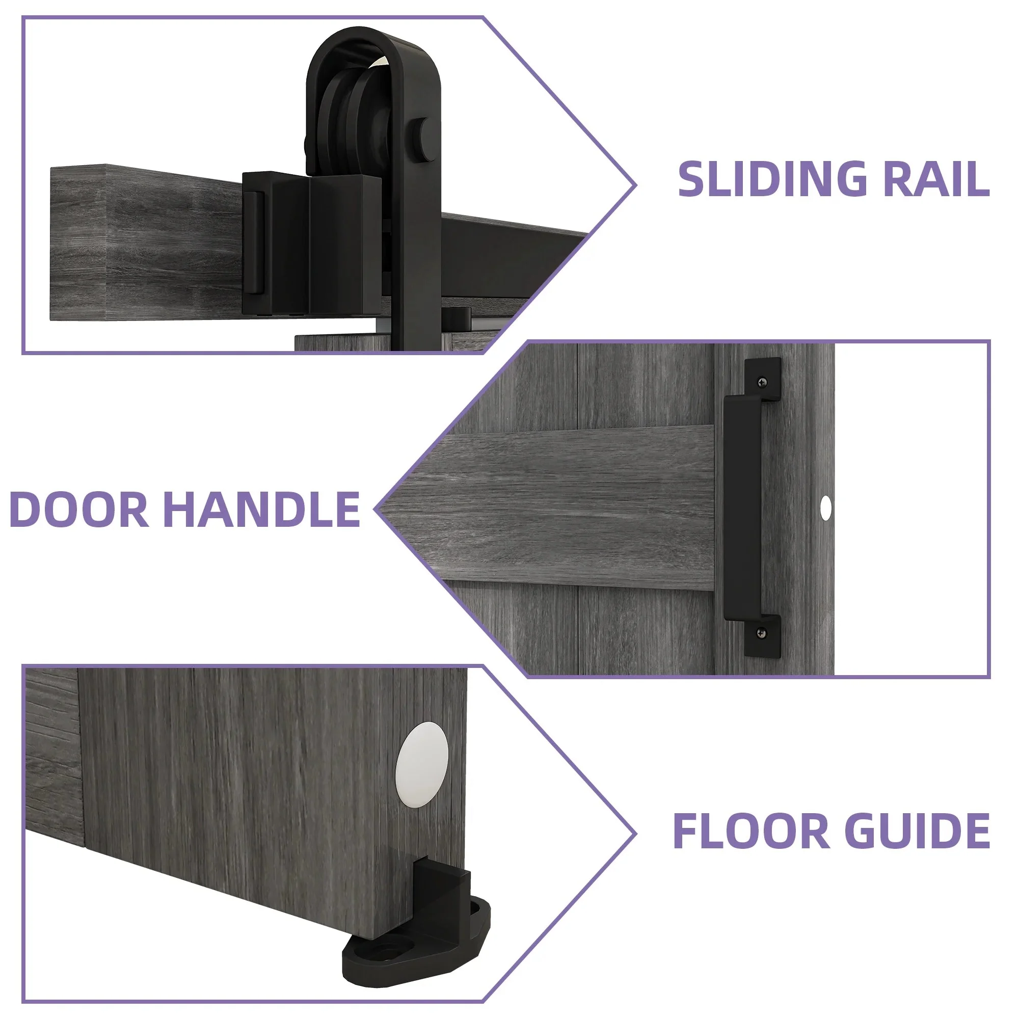 Uforic Sliding Barn Door With Hardware Kit, 48 x 84 in, Gray - Image 6 Uforic Sliding Barn Door With Hardware Kit, 48 x 84 in, Gray - Image 6
