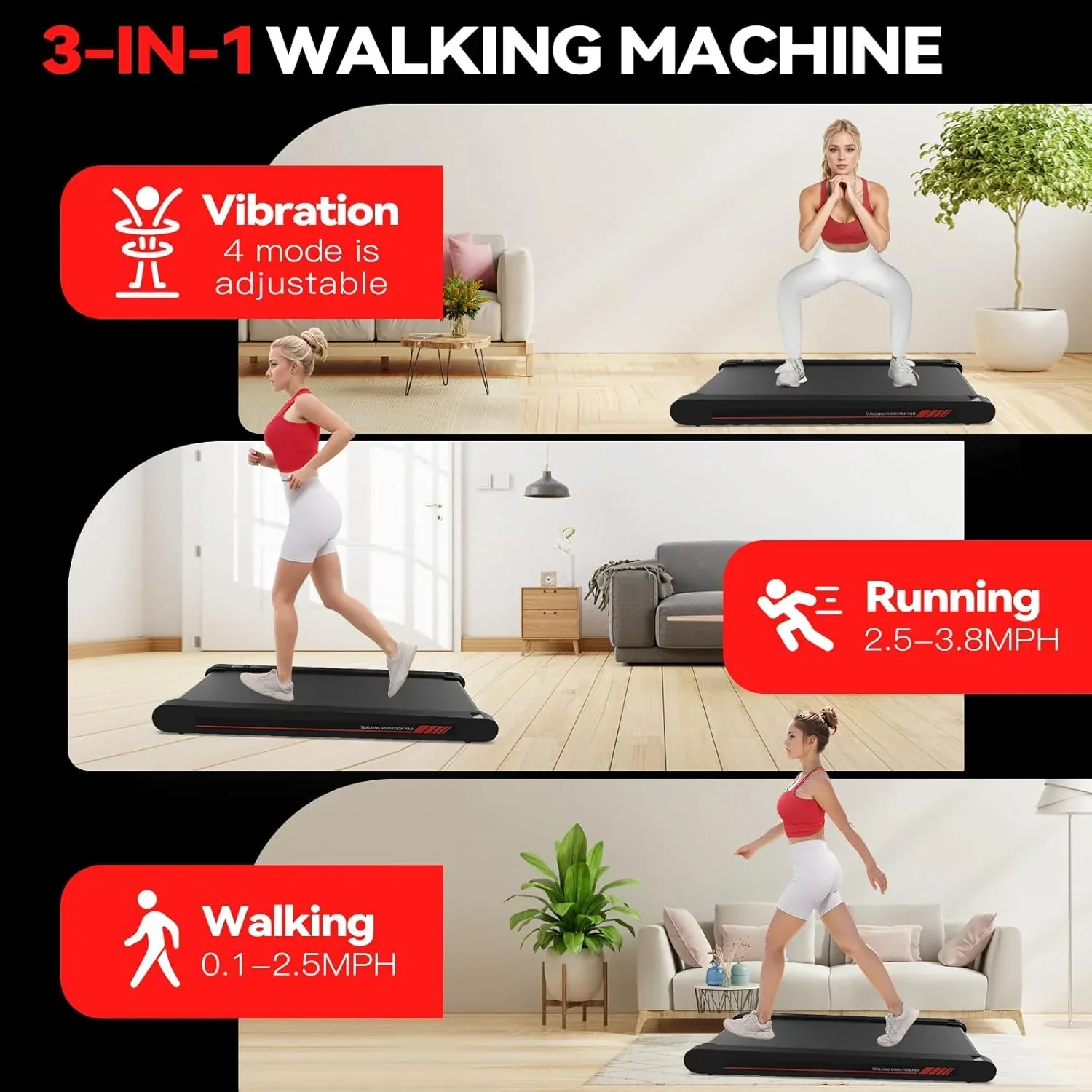 Sperax Walking Vibration Pad with APP 3 in 1 Under Desk Treadmill Walking Treadmill Pad