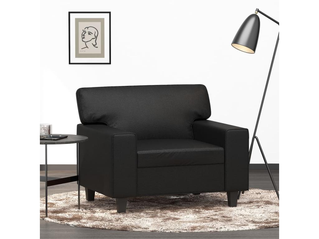 Sillón cuero sintético negro 60 cm