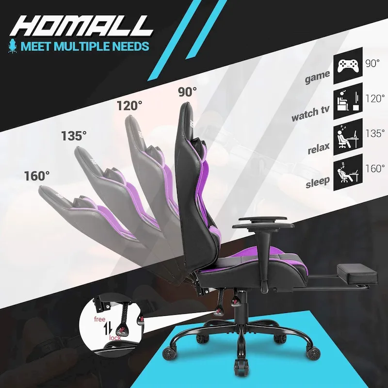 Ergonomic Gaming Chair with Footrest - Ideal for Desk Use