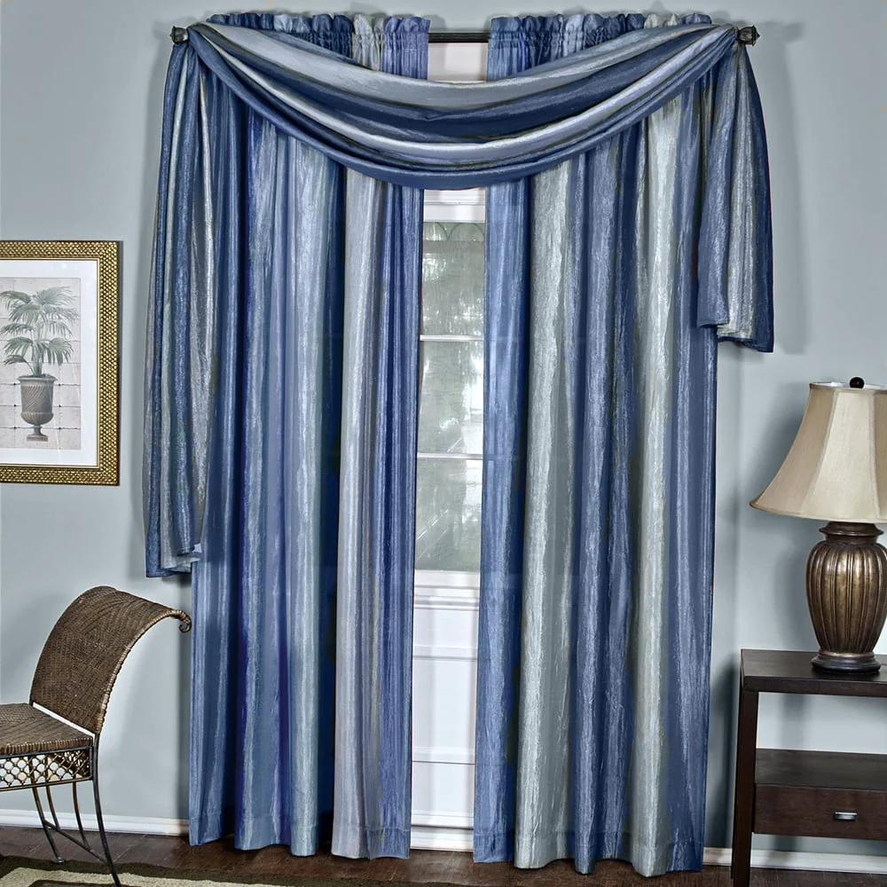Designer Home Ombre Window Curtains, Modern Semi-Sheer Window Curtain Drape Shade Panels, Window Treatment for Livingroom, Bedroom and Kitchen, 50" x 63" Tie-Up Shade Blue - Image 5