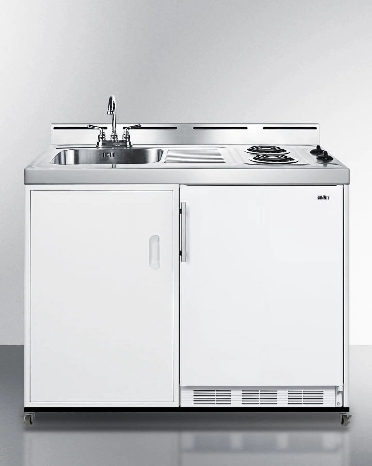 48" Wide Mobile All-In-One Kitchenette, No Plumbing Needed, white, Coil Burners - Image 4