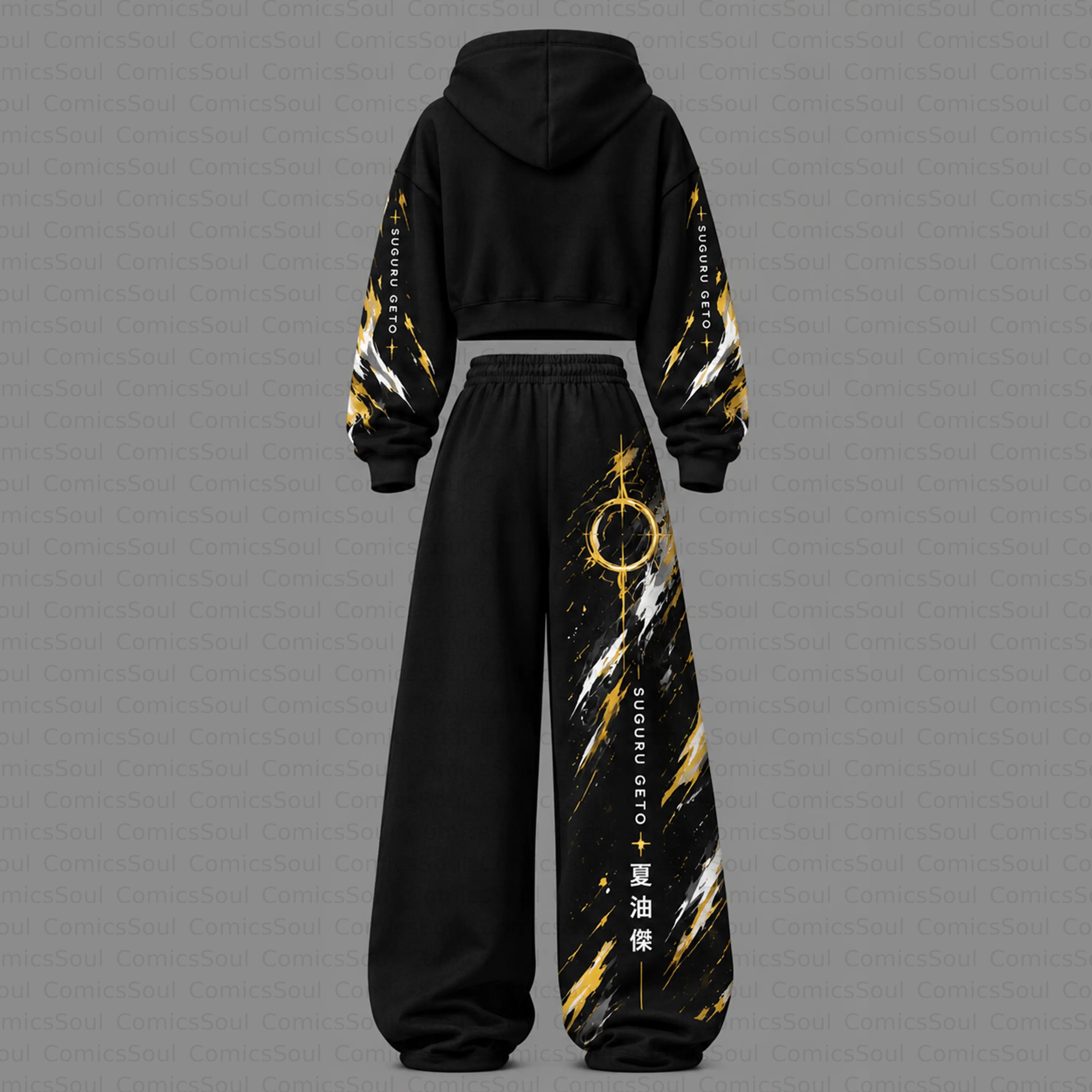 Jujutsu Kaisen Cropped Long Sleeve Hoodie & High Waist Jogger Pants Two Piece TeeThreads Sustain the Scene with Custom Apparel