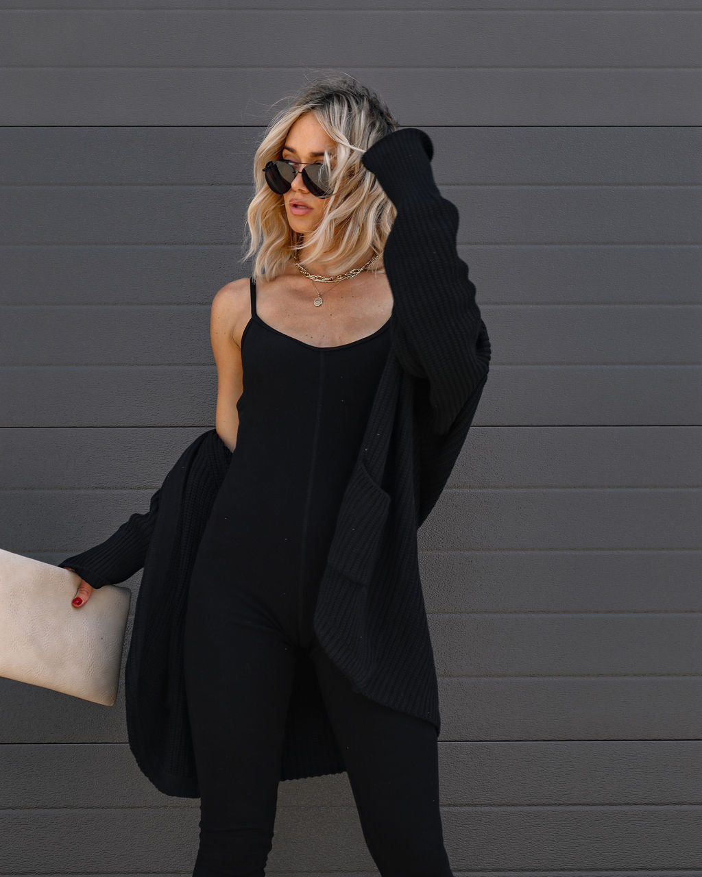 Sinclaire Cotton Pocketed Cardigan - Black - Se7enfashion