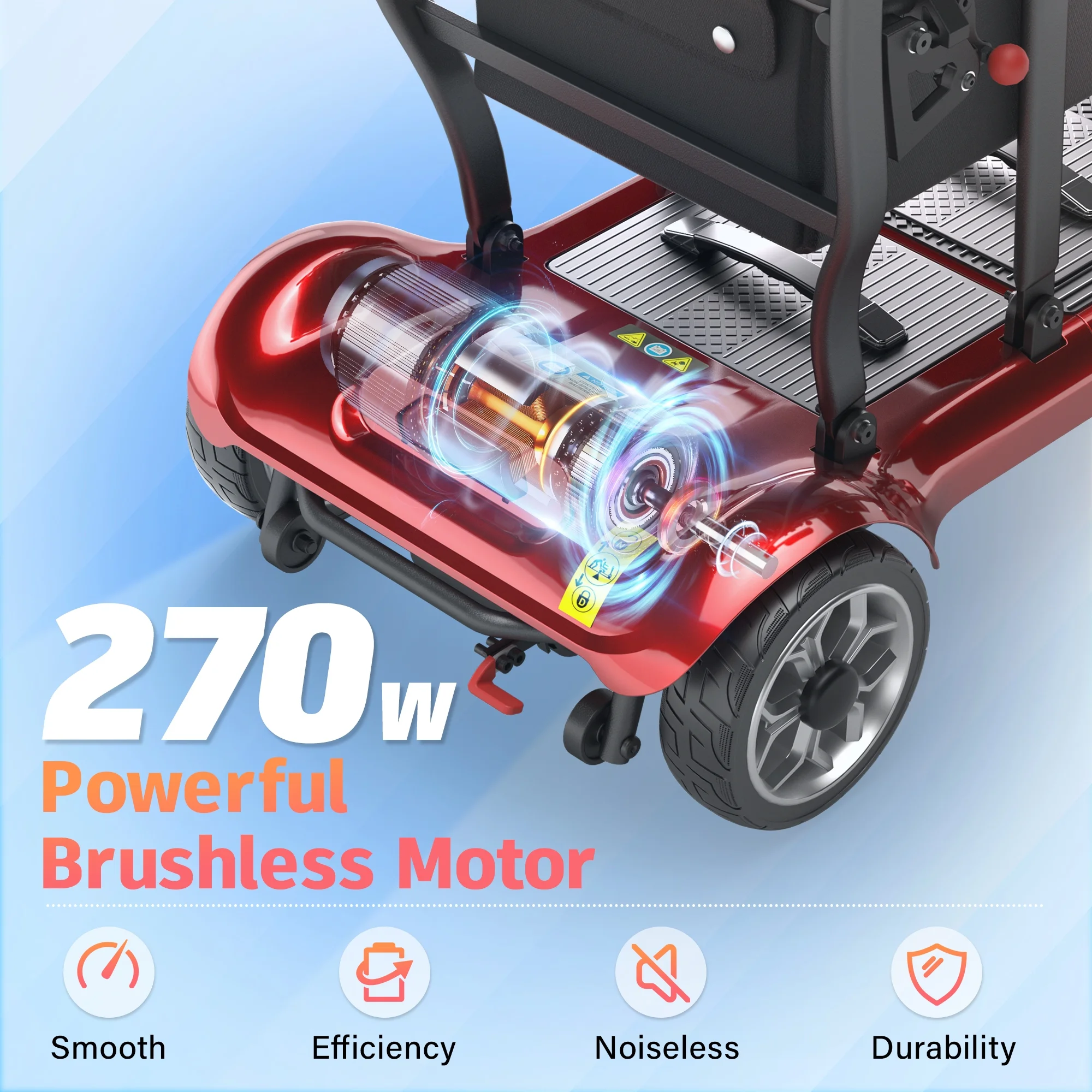 EAGLOG Light Weight 4 Wheels Mobility Scooter for Seniors, Electric Folding Wheelchair Device for Travel, Black - Image 33