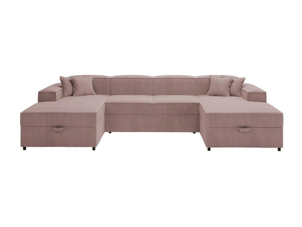Sofá rinconero Clovis 115, Rosa, Función de descanso, Caja de ropa de cama, 320x166x79cm