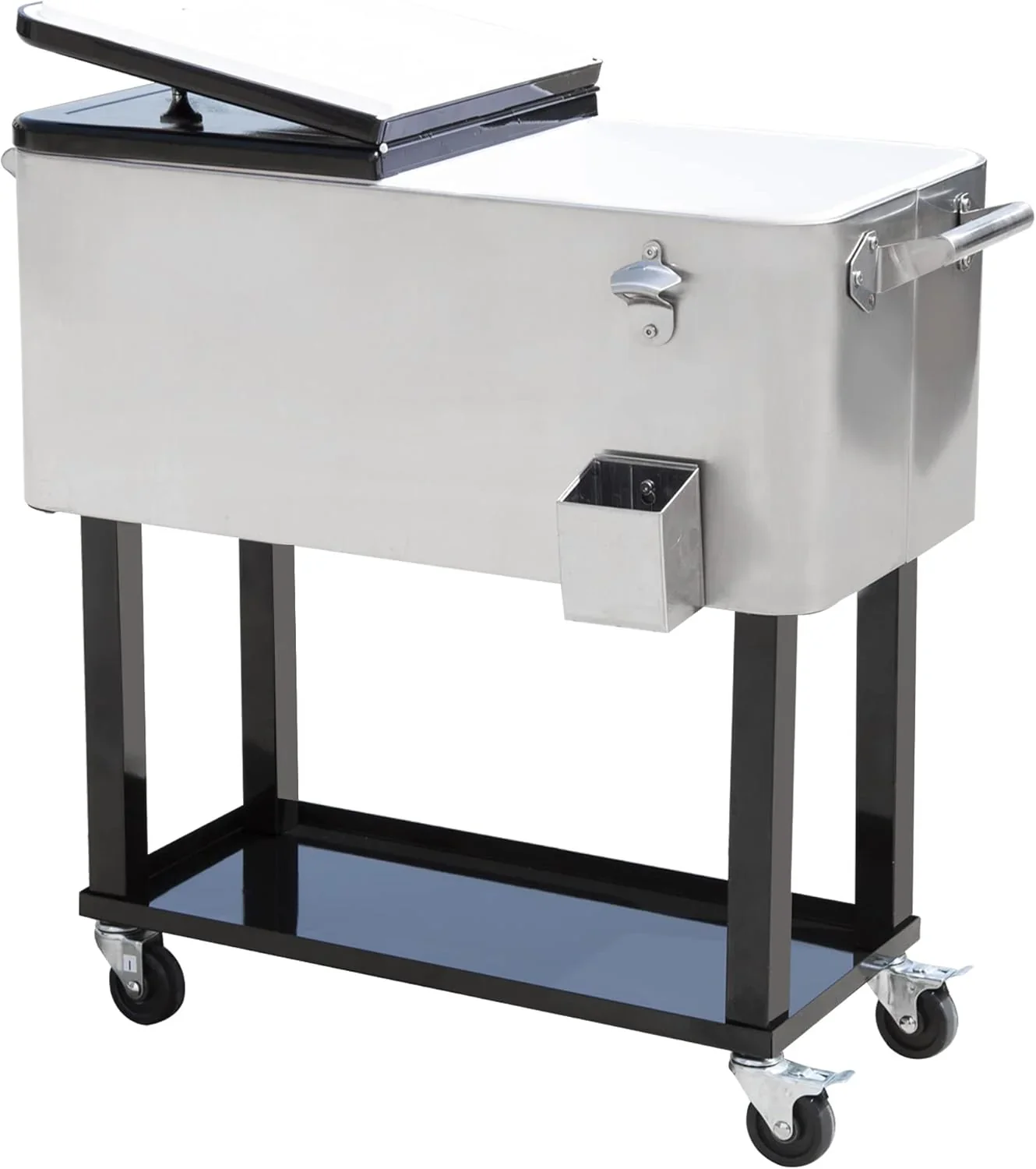 Rolling Patio Cooler 80 Quart Steel - Silver