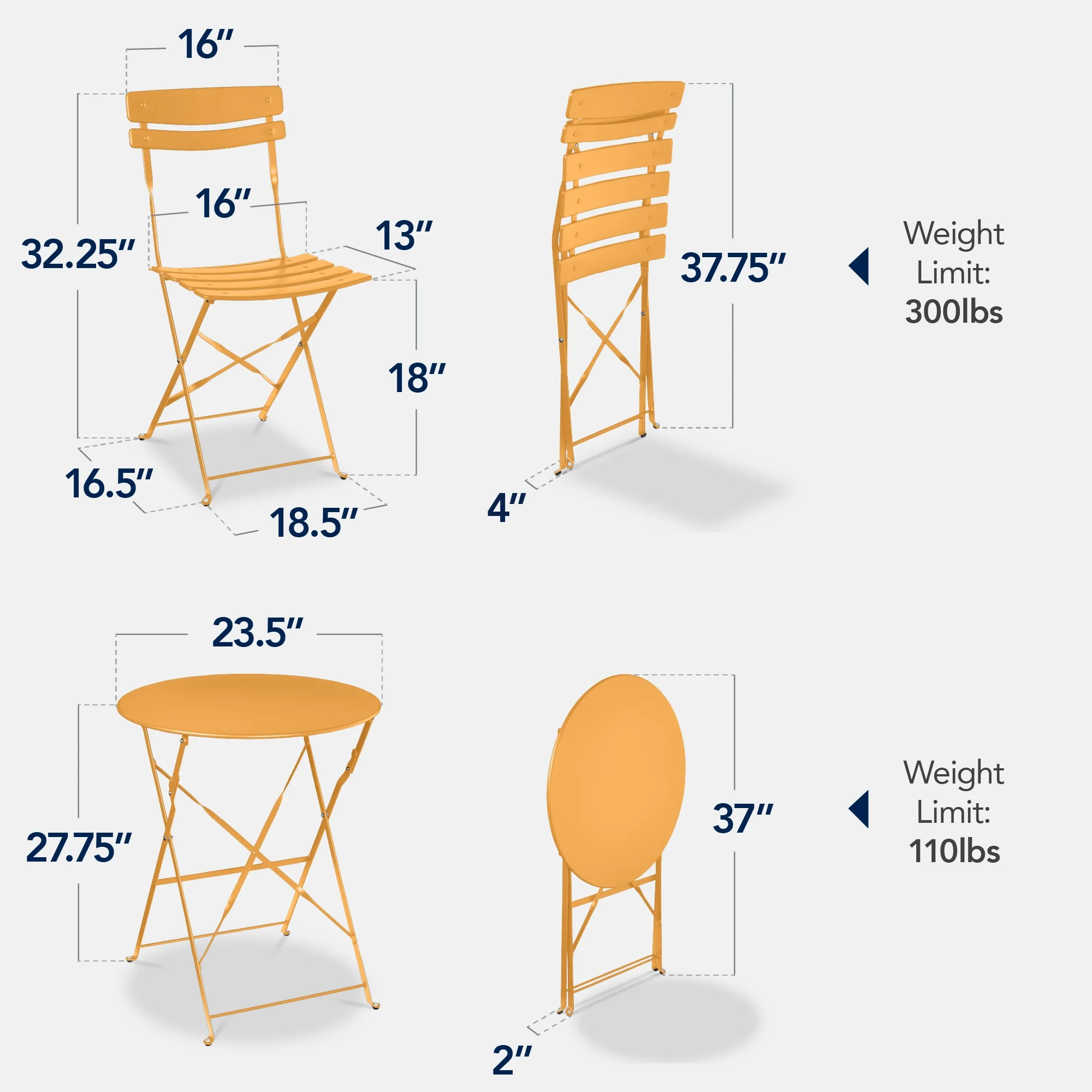 Best Choice Products 3-Piece Small Bistro Set, Folding Patio Furniture Set of 2 Chairs and Table - Black