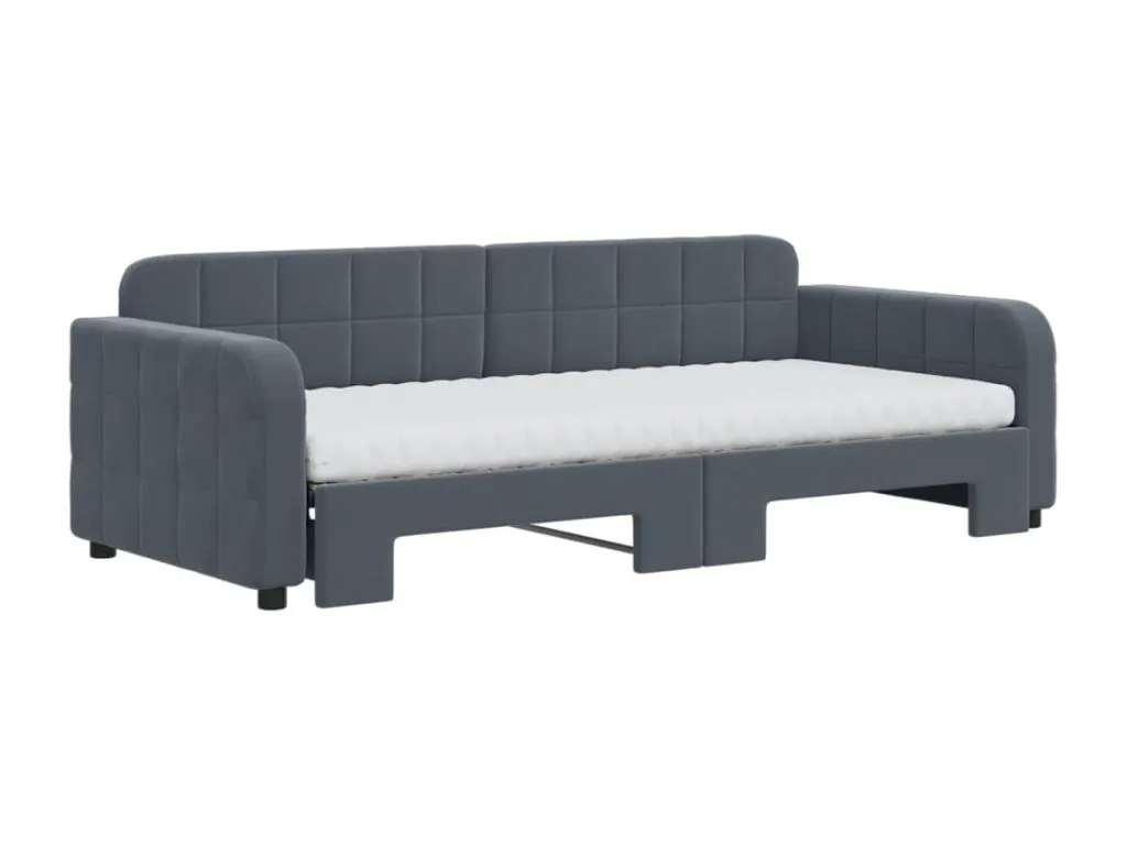 Sofá cama Hogarmini con colchón terciopelo gris oscuro 90x200 cm jgfg61061