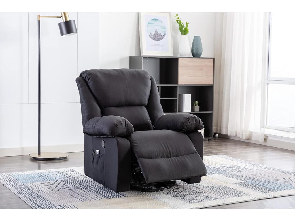 Dupi Sillón Relax Eléctrico Masaje CHICAGO, Sillón Masaje,con Calor Lumbar, reclinable,Microfibra (Negro)