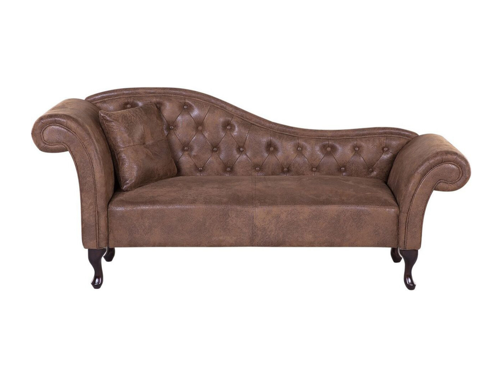Chaise longue en piel sintética marrón claro izquierdo LATTES