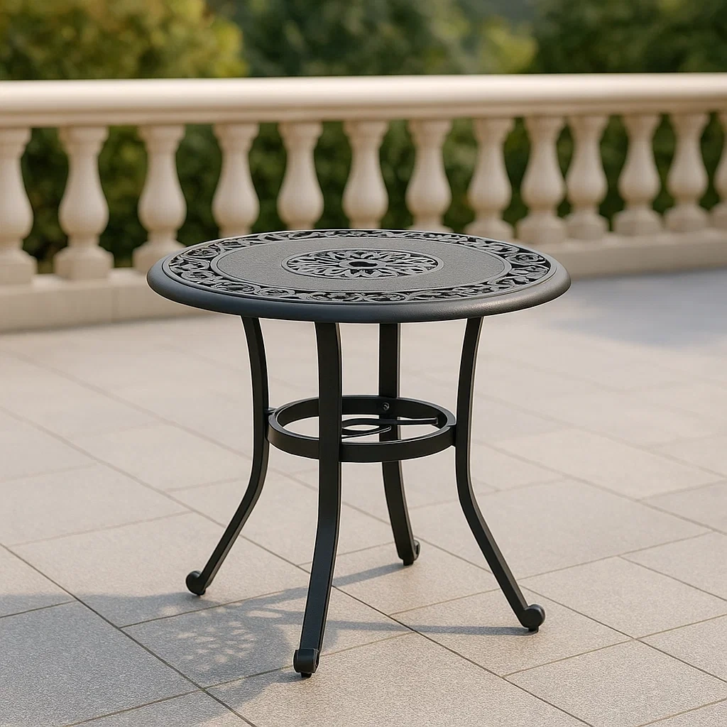 Mesa bistró de exterior,negro,aluminio fundido,terraza,diámetro 81 cm x altura 74 cm