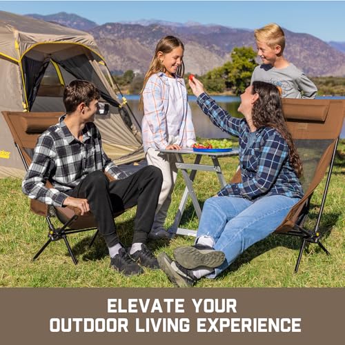 FanttikOutdoor Zeta L8 Max Camping Chair, Portable & Lightweight, Multi-Angle Adjustable, Supports up to 250 lbs, Comfort-Driven Design, High Strength Camping Chair for Travel, Hiking, Fishing (Brown)