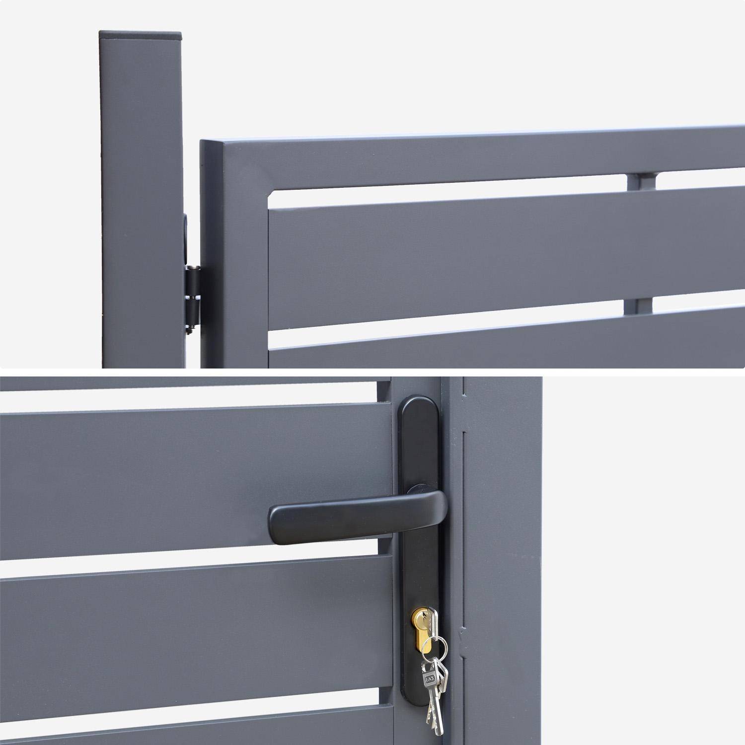 Portillon 100cm - Puerta de jardín de aluminio con cerradura y manija
