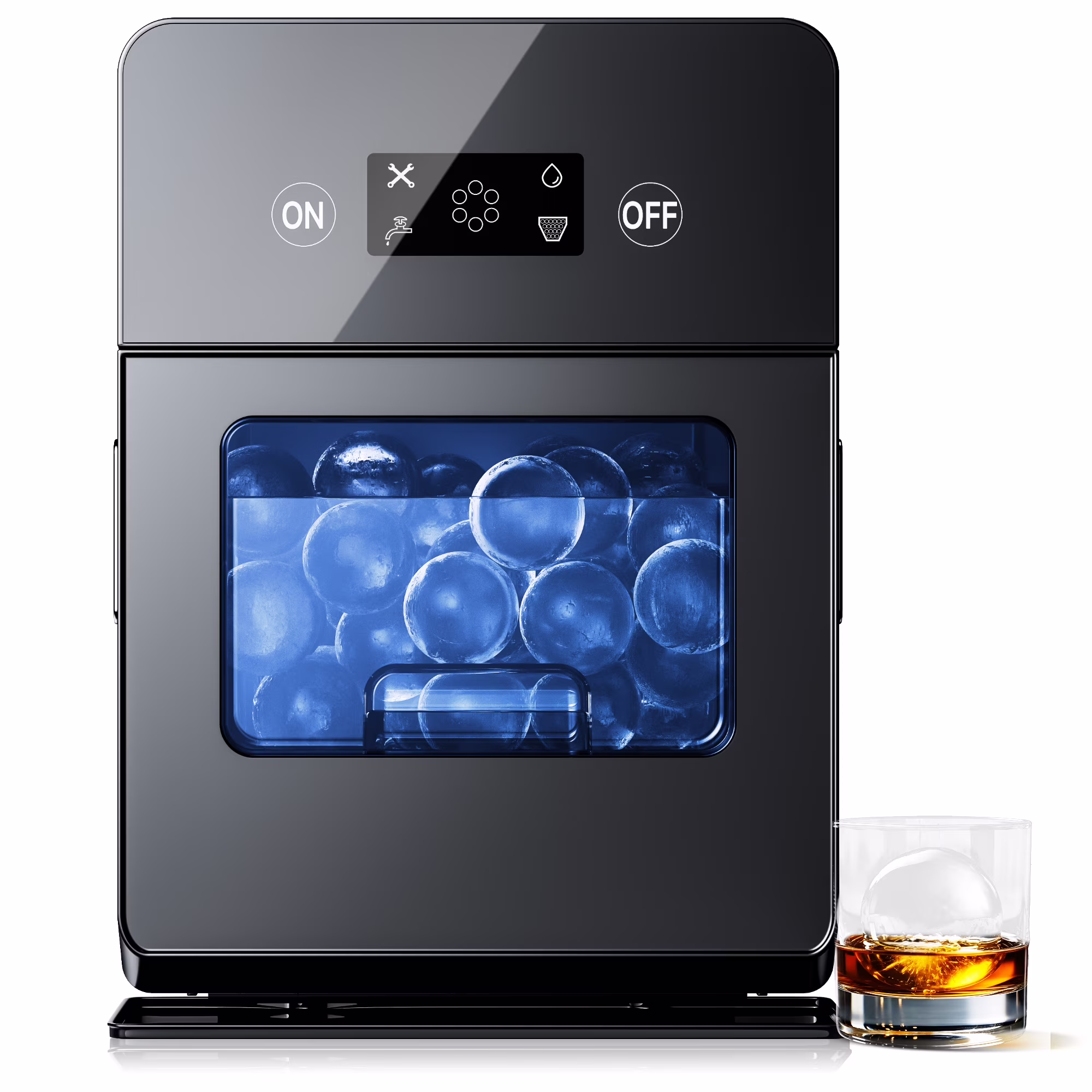 Simzlife Sphere Ice Maker, 10 Pcs/Hour, 150 Pcs/Day, Clear Ice Ball Maker with Enhanced Insulation, with LCD Touch Screen, Self - Cleaning, Quiet Home and Bar Ice for Whiskey Bourbon Parties(Craft Ice)