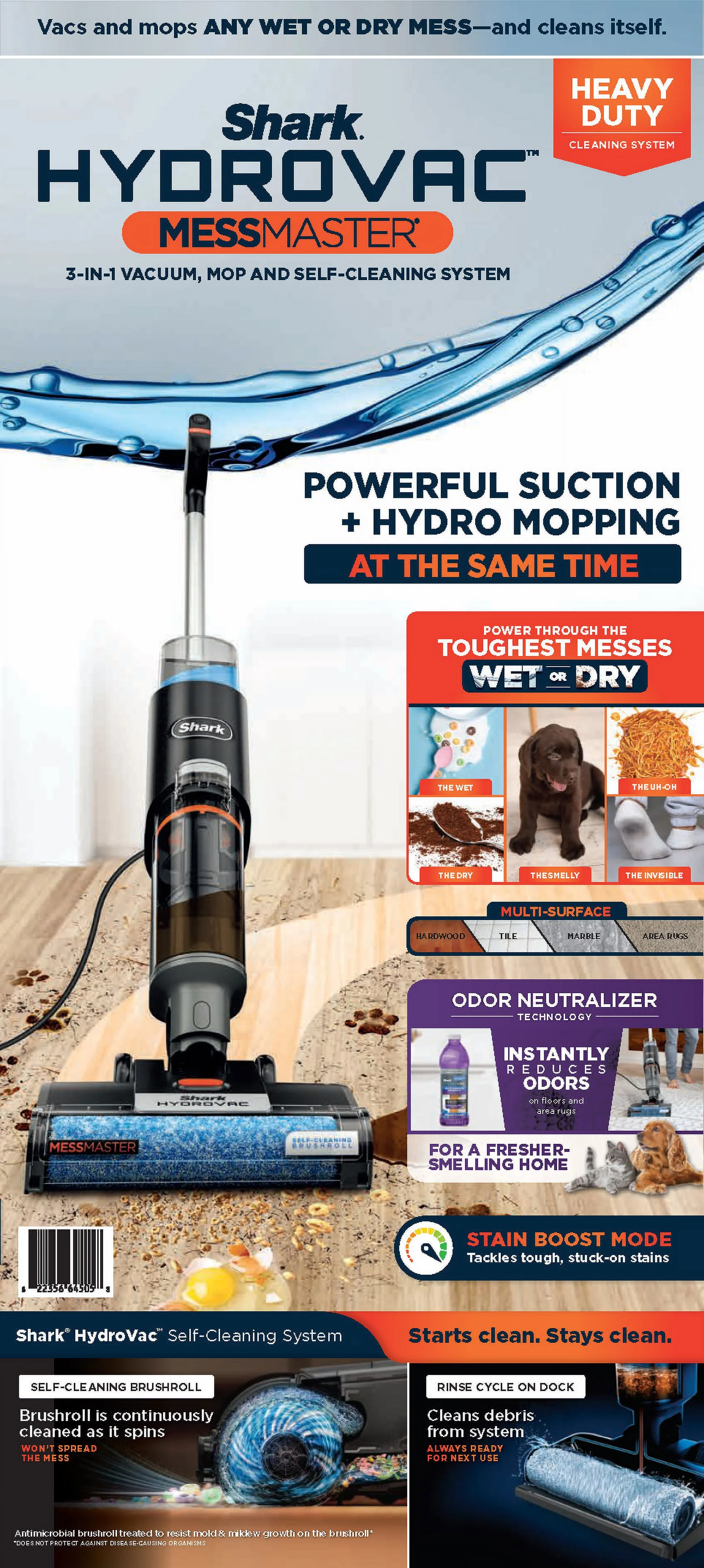 Shark HydroVac MessMaster Wet Dry Corded Vacuum Cleaner, 3-in-1 Multi-Surface Vacuum Mop & Self-Cleaning System, Lightweight, Powerful Suction, for Hard Floors & Area Rugs, WD160 - Image 11
