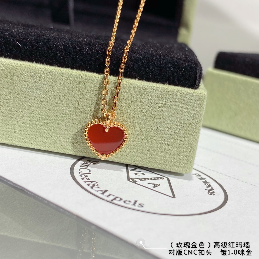 VCA Yellow Gold Red Sweet Heart Earrings Bracelet Necklace - Original Replica Club