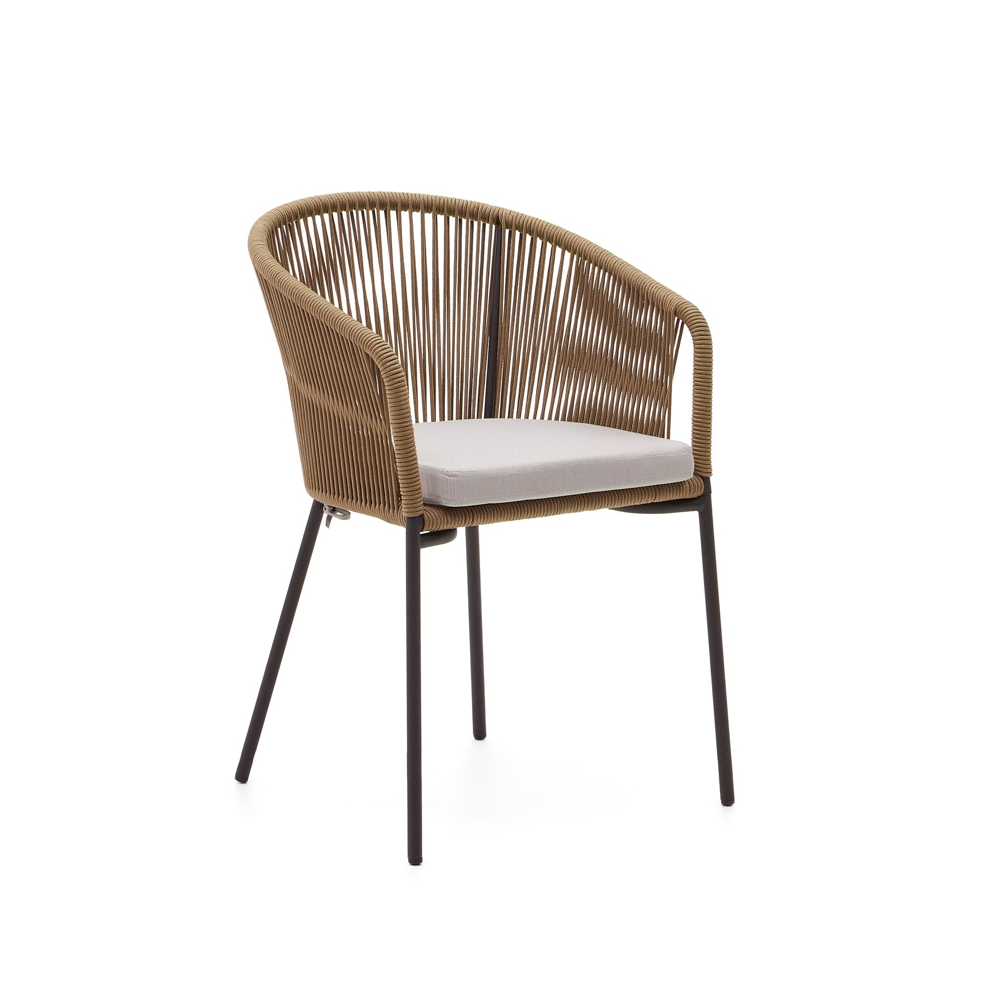 Kave Home - Yanet beige touwstoel met gegalvaniseerde stalen poten