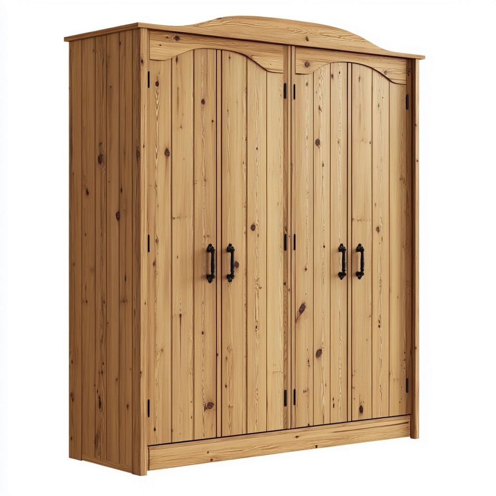 Armario Rústico de Madera para Dormitorio con Puertas y Estantes 180x60x200cm