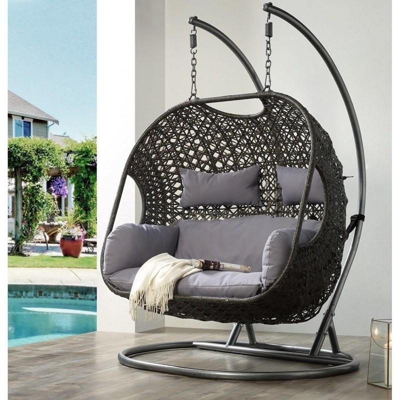2025 Patio Wicker Swing Chair With Stand Rain Cover Included