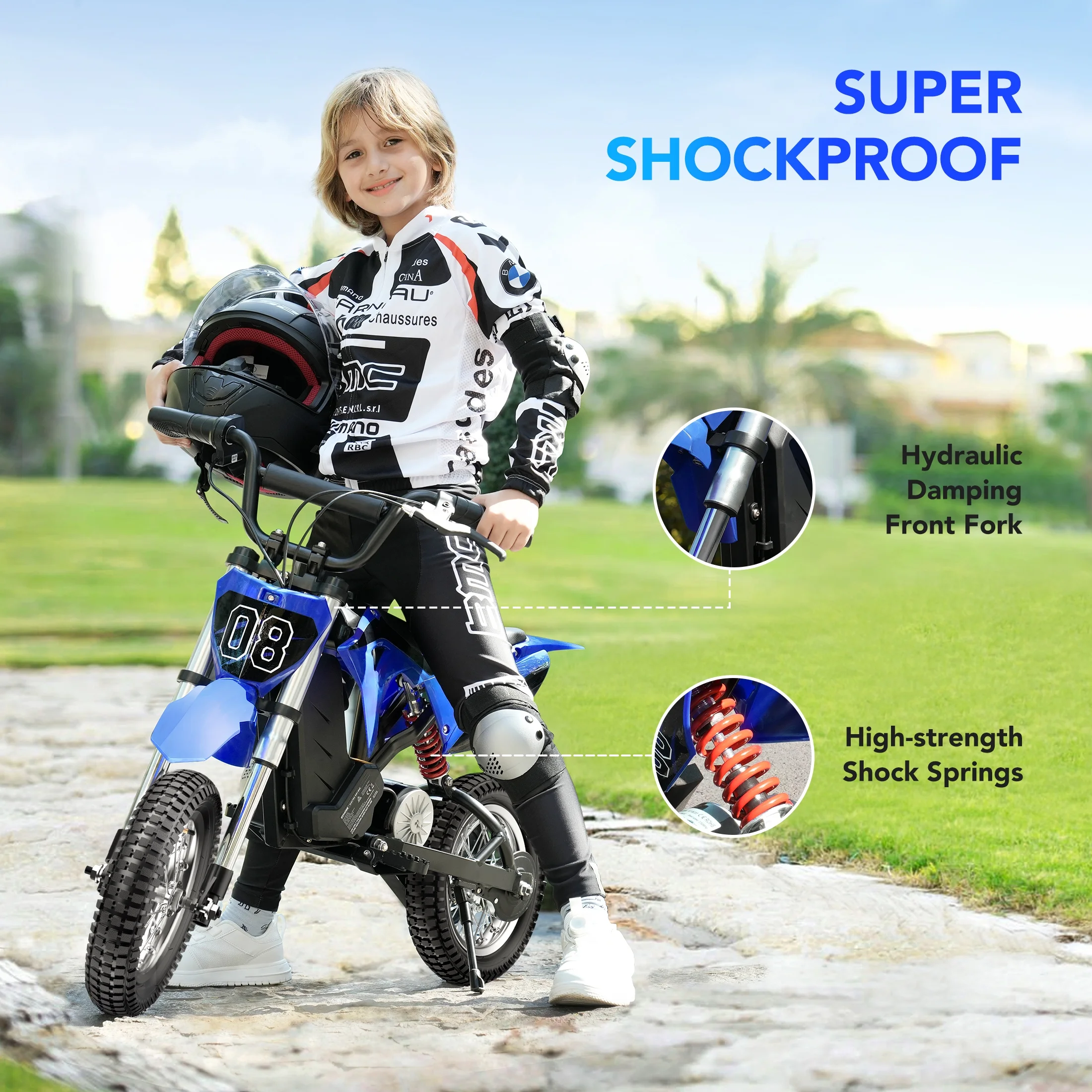 36V Kids Electric Dirt Bike,Fast Speed Electric Motorcycle Up to 16 MPH & 10 Miles Long-Range, 3-Speed Modes, Twist Grip Throttle, Dual Suspension & Brakes for Kids Ages 5-10 Ride on Toys - Image 6