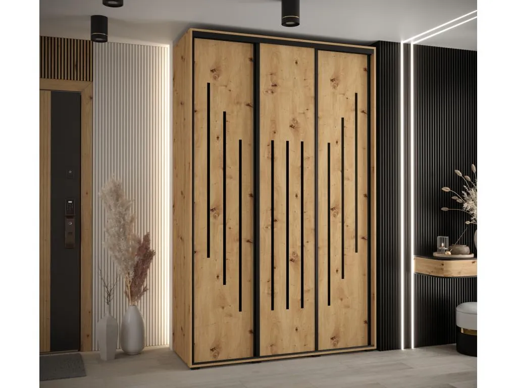 ARMARIO Hogarsens 8 DE PUERTAS CORREDERAS 235.2/150/45 3 puertas (Artisan/Artisan/Negro)