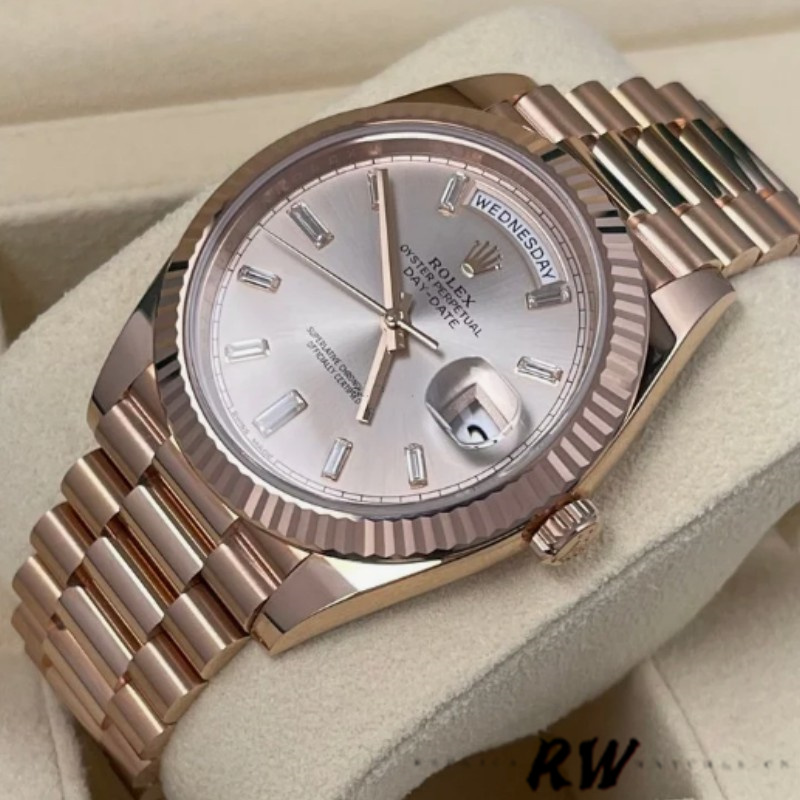 Rolex Day-Date 228235 Sundust Index Dial Fluted Bezel 40mm Mens Replica Watch
