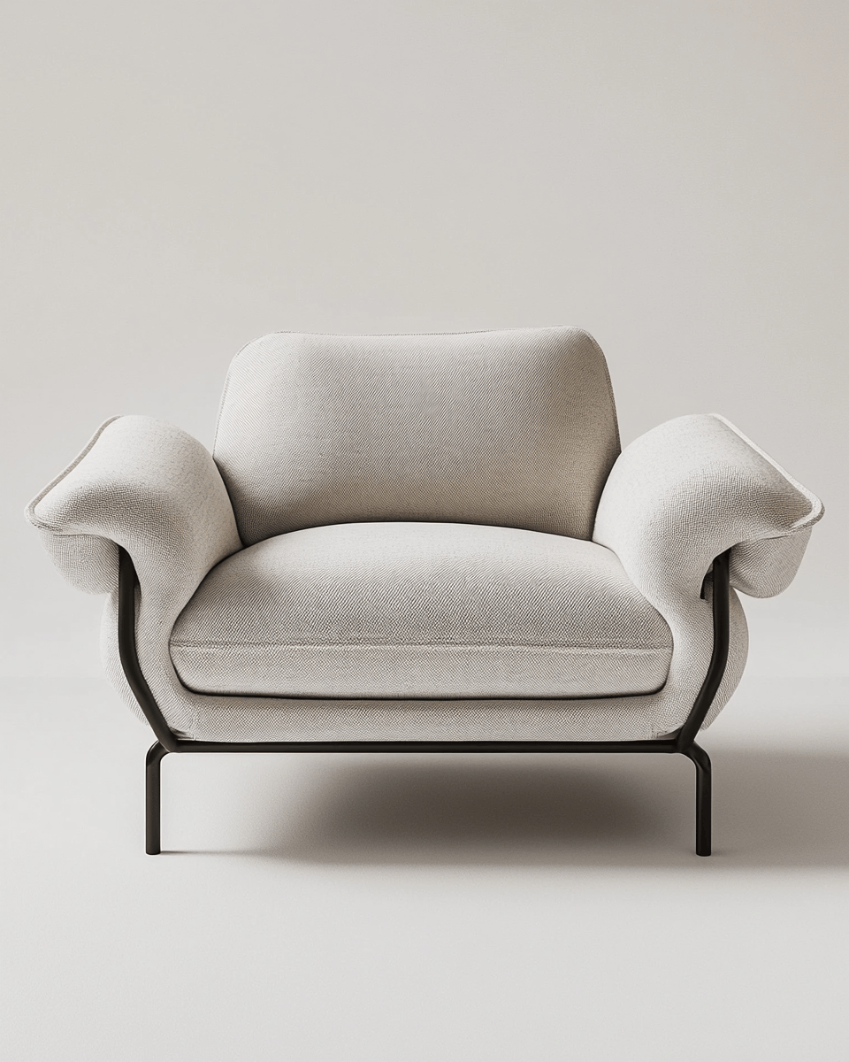 Sillón tapizado con estructura metálica – beige – estilo contemporáneo