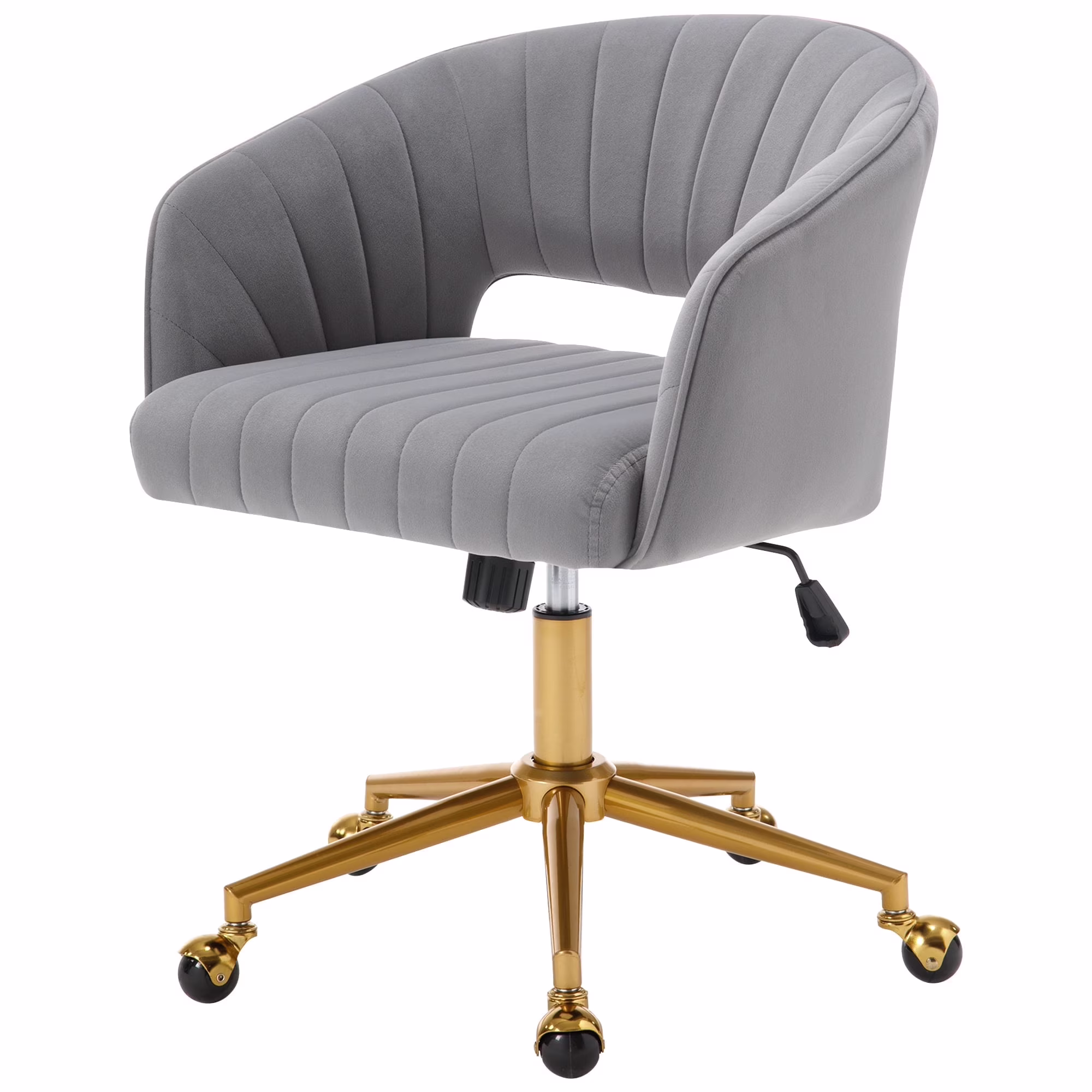 Westice Home Office Desk Chairs, Velvet Task Chair, Height Adjustable Swivel Vanity Chair with Golden Base for Vanity Study, Living Room Computer Room, Beige - Image 13
