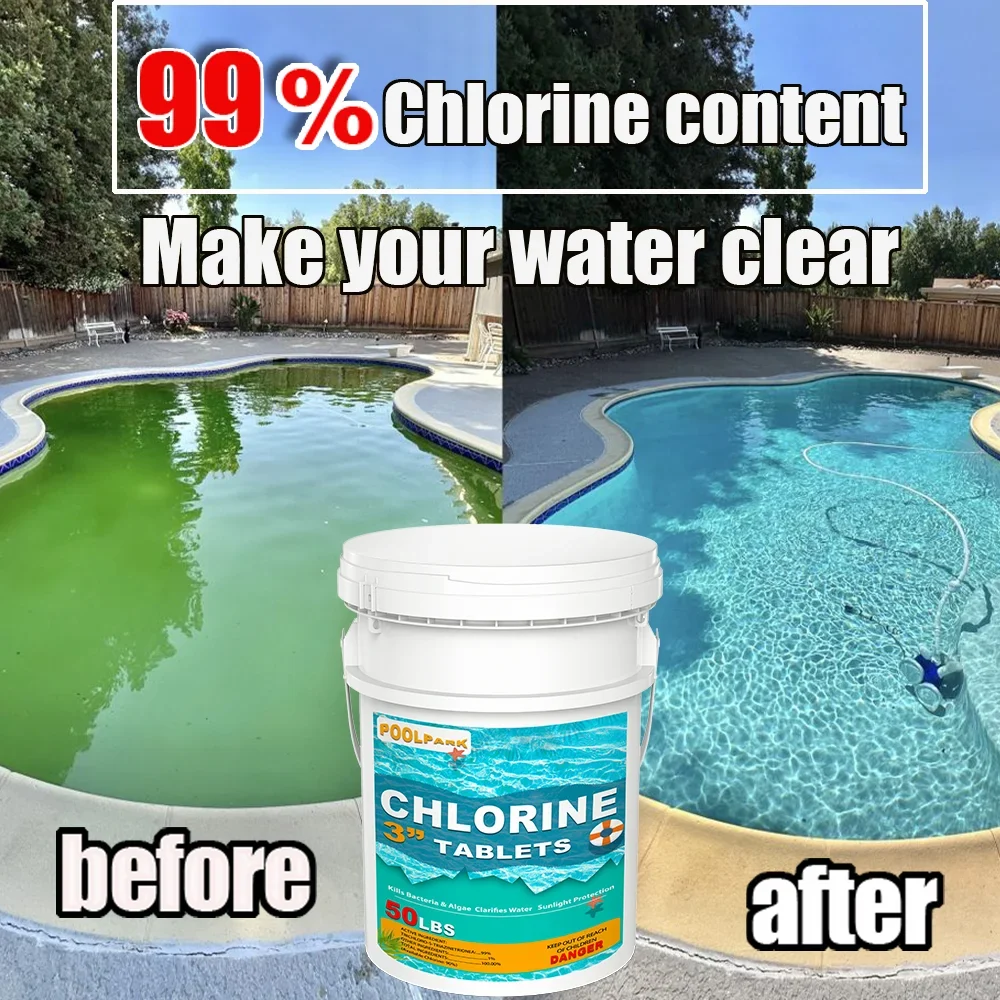 50 LBS Pool & Spa Chlorine Tablets Pool Supplies 50 Pounds 3 Inch Chlorine Stabilizer Hot Tubs Bathtub Chlorinating Tablets