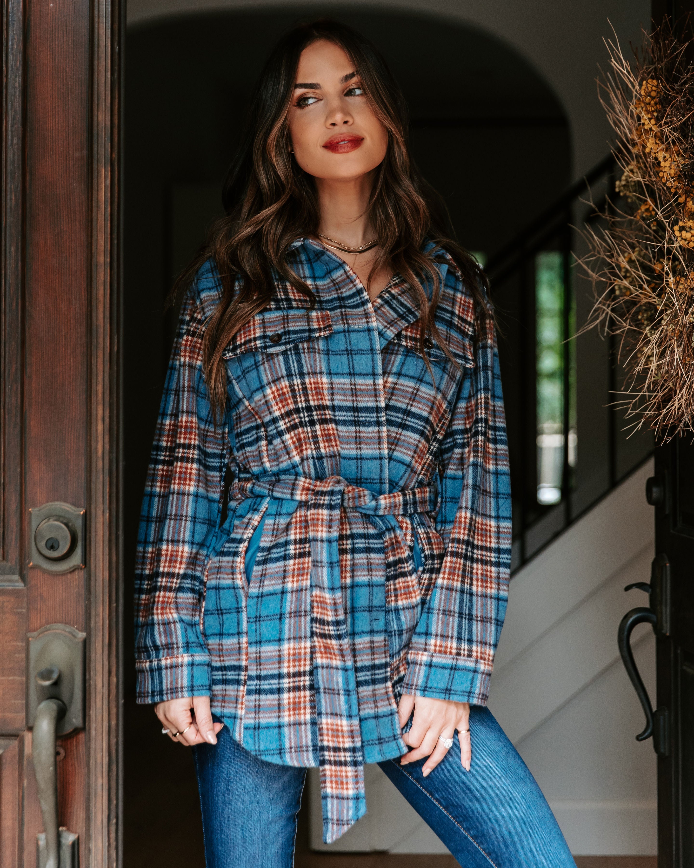 Becks Pocketed Plaid Coat - Se7enfashion