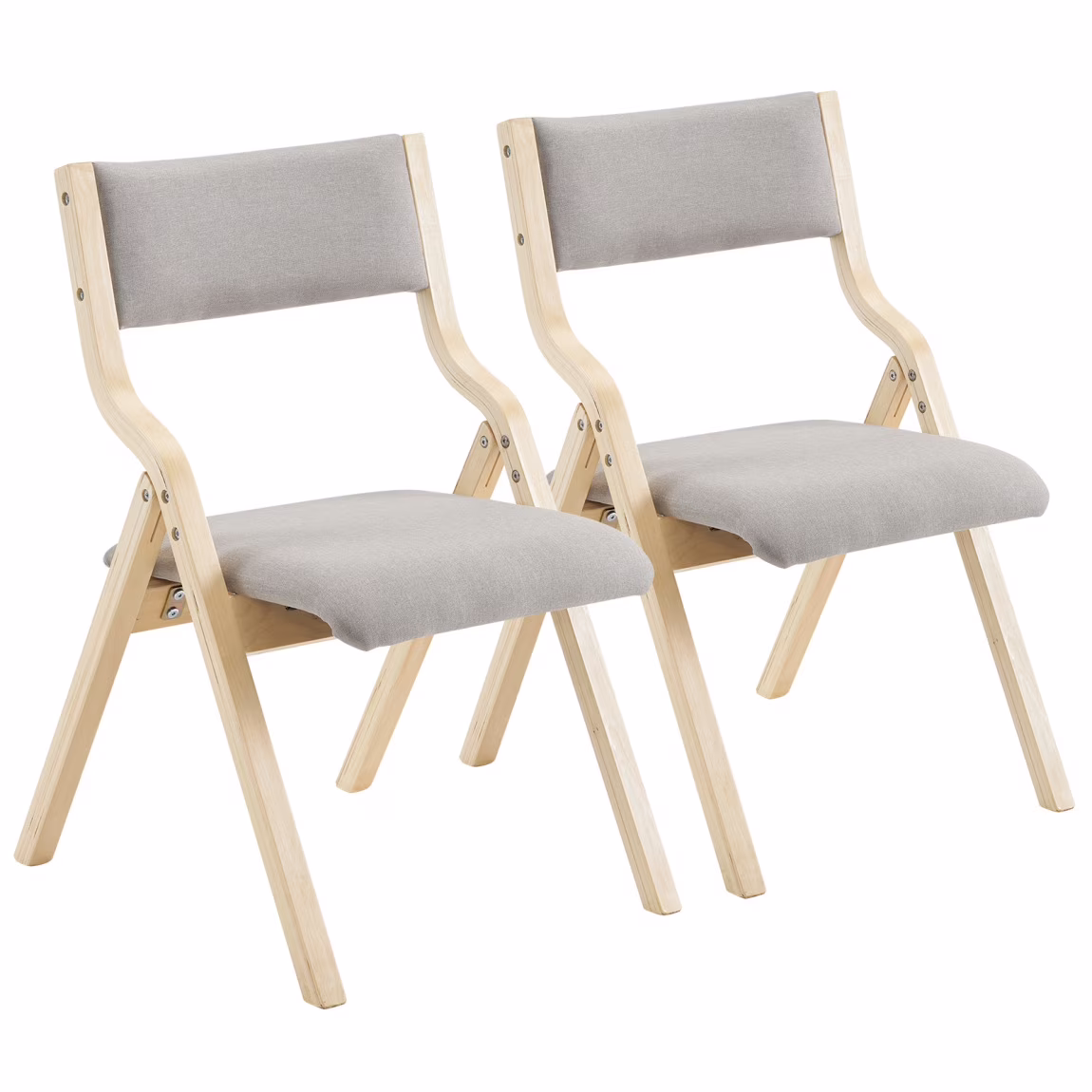 Folding Chairs 2 Pack Wooden Folding Chairs with Padded Seats and Back, Portable Stackable Dining Chairs Set of 2 Folding Chairs Ideal for Kitchen Office Wedding Party Picnic, Khaki - Image 3