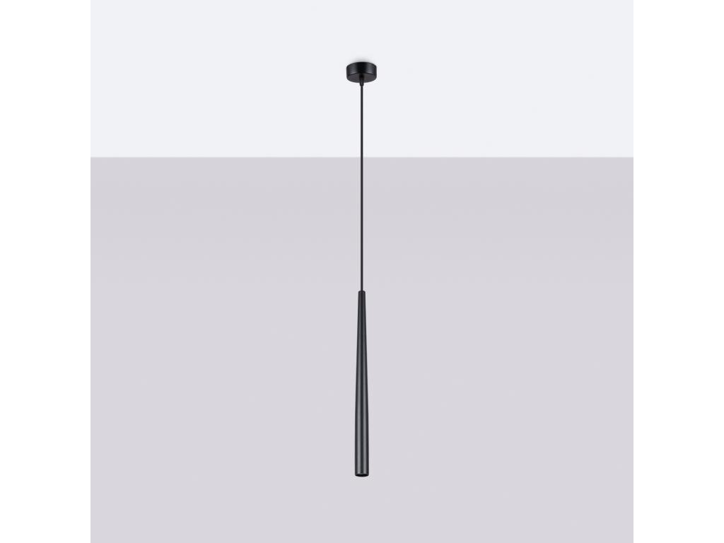 Lámpara colgante Bliss moderno de acero - 1 fuentes luminosas - L.8 x A.118 cm - negro