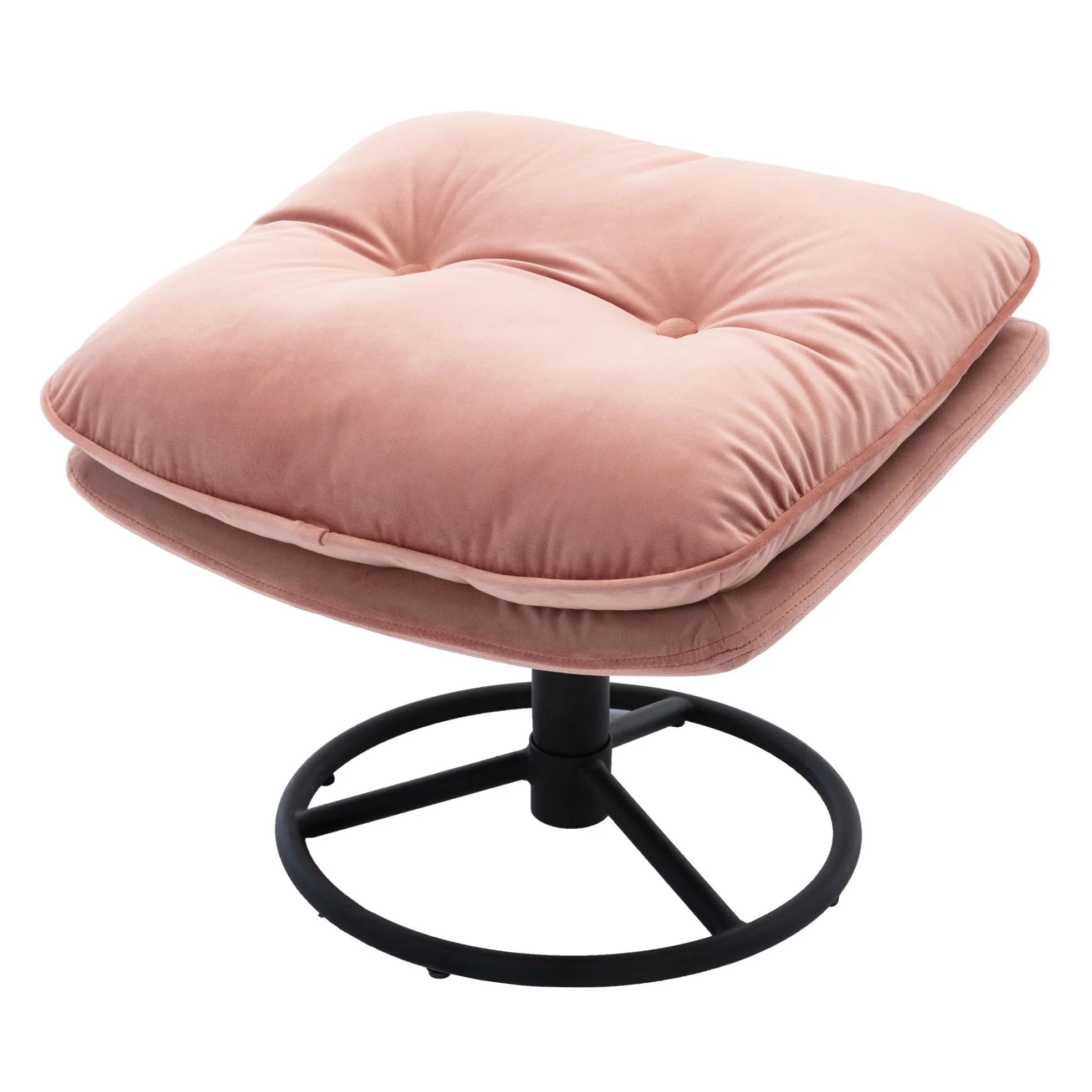Velvet Swivel Accent Chair with Ottoman Set, Modern Tufted Armchair with Footrest for Living Room Reading TV Chairs for Adults, Comfy Chaise Lounge Chairs with 360 Degree Swiveling for Bedroom, Pink - Image 4