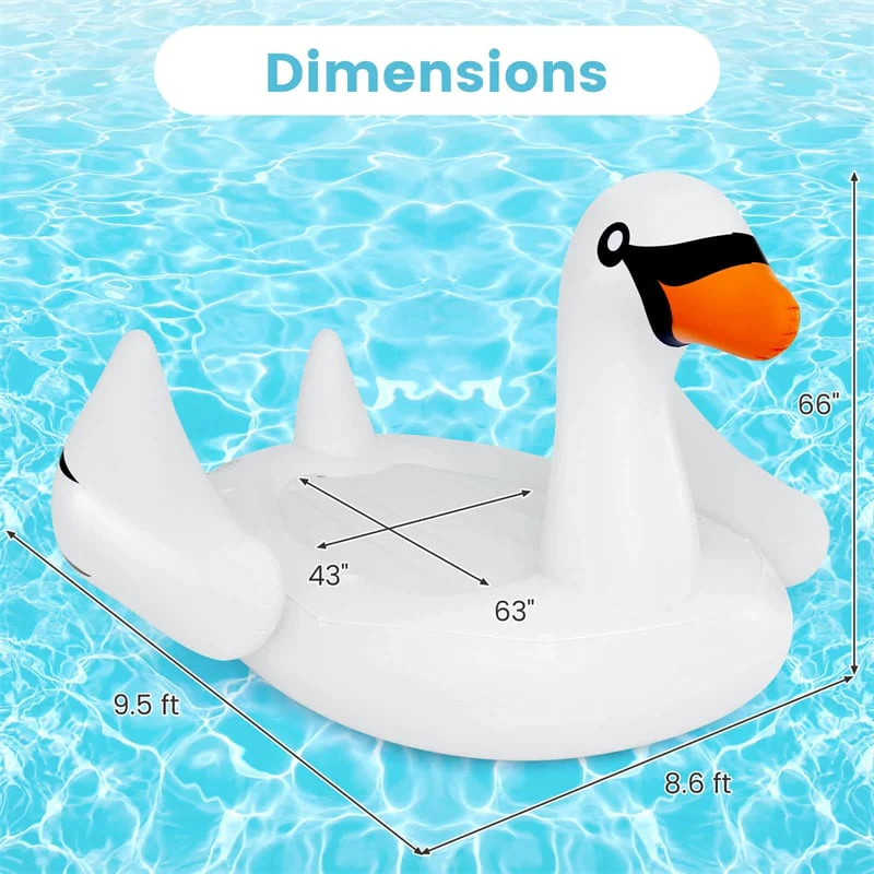 Eletriclife 4 Person Inflatable Swan Floating Island with 4 Cup Holders