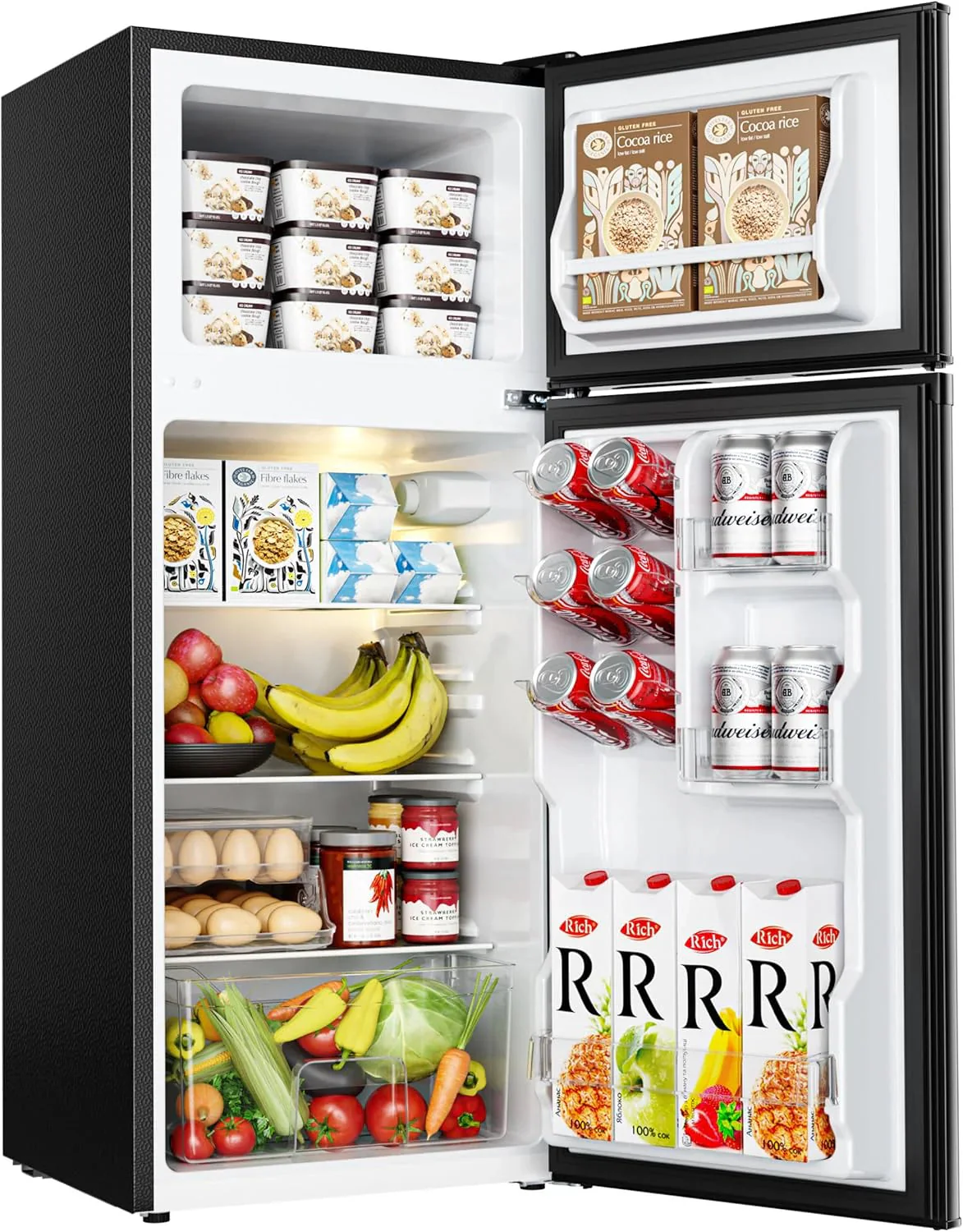EUHOMY 3.2 Cu.Ft Mini Fridge with Freezer 2-Door Compact Refrigerator for Bedroom, Dorm, Office or Apartment, Silver
