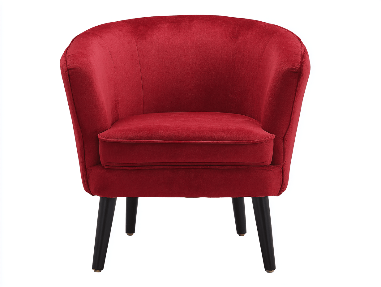 Sillón tapizado – terciopelo rojo – patas negras estilo moderno
