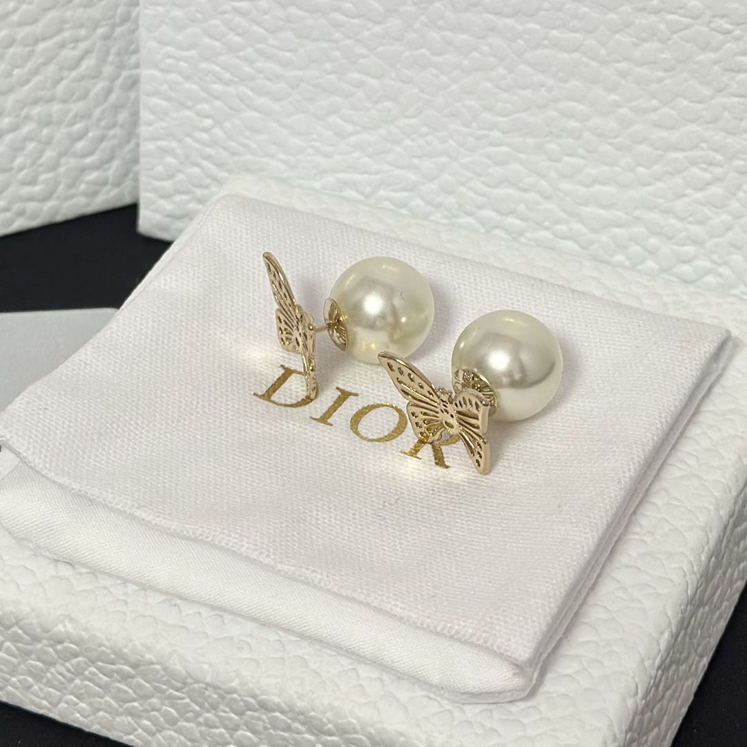 Dior Hollow Butterfly Stud Earrings - Original Replica Club