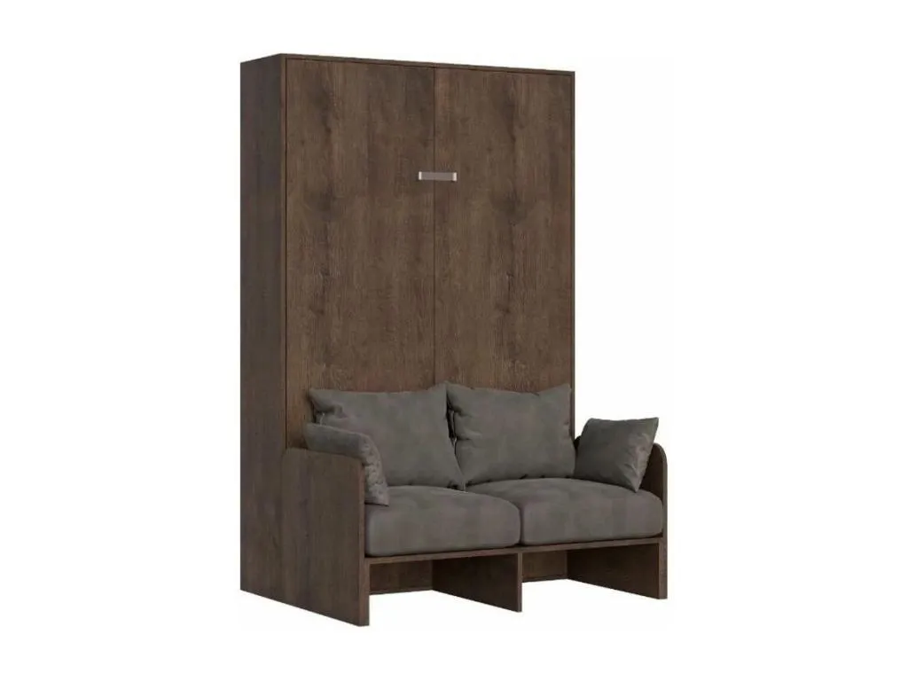Cama abatible vertical en nogal con sofá de tela Decoesp 120x190 cm - 32 colores de tela-Color Microfibra 33 JGPA00521