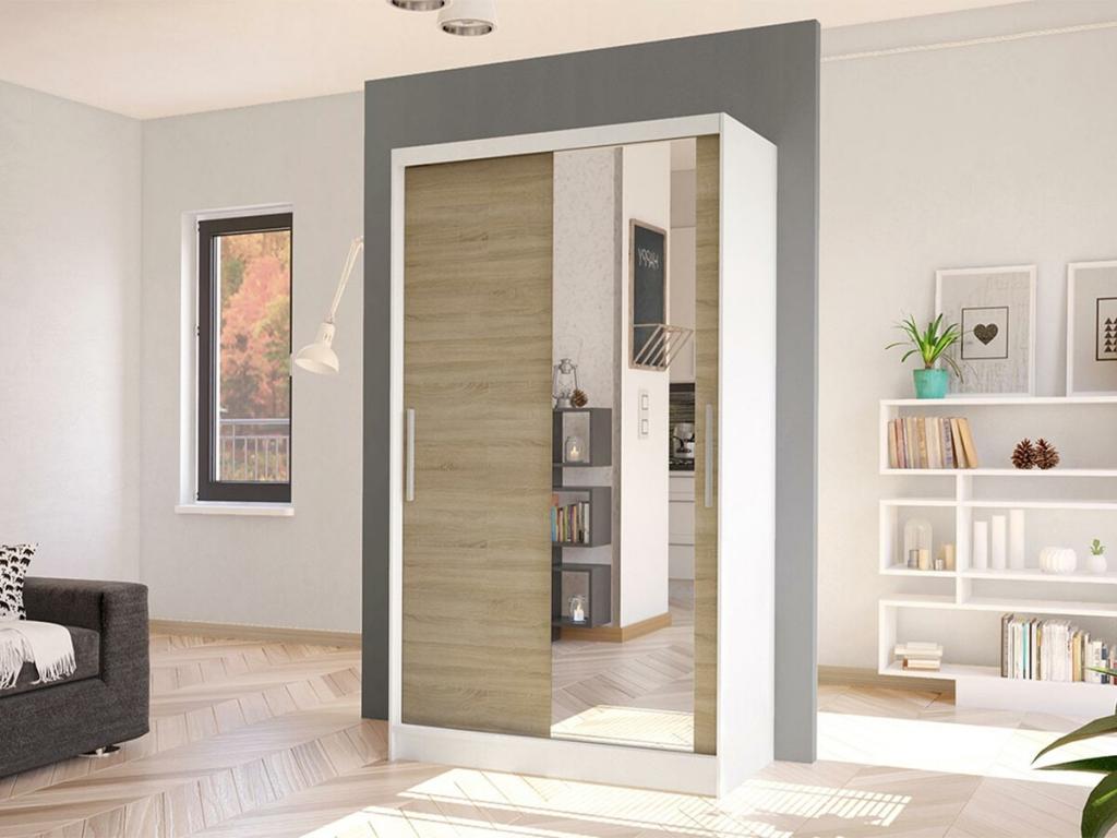 Armario Atlanta 165, Laocacasas|Roble Sonoma, 200x100x58cm, Puertas de armario: Correderas