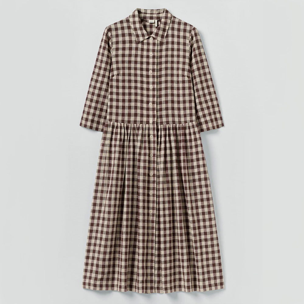 Toast - Robe Vichy - Dark Chocolate & Ecru