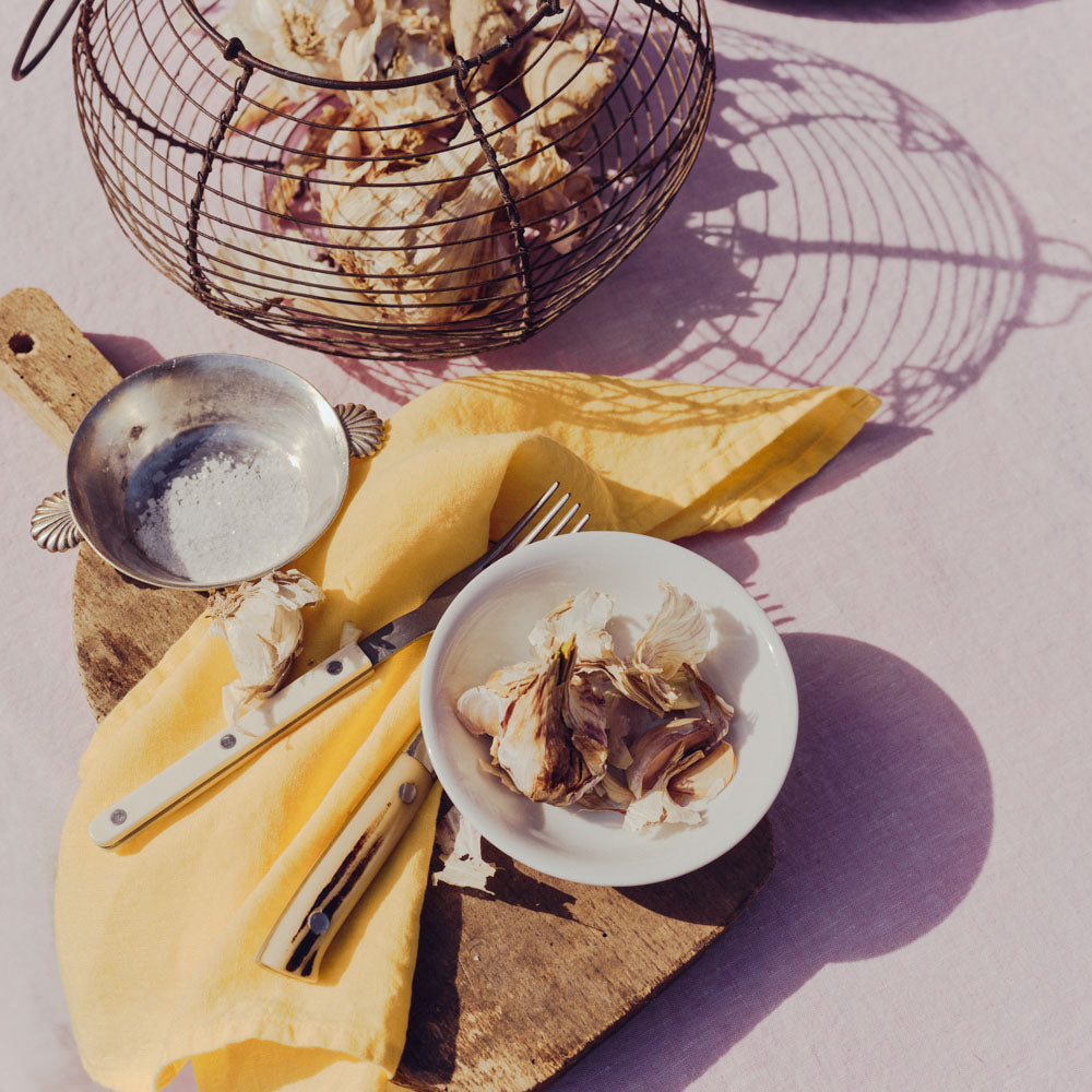 Serviette de table en lin lavé - Jaune Citronnade