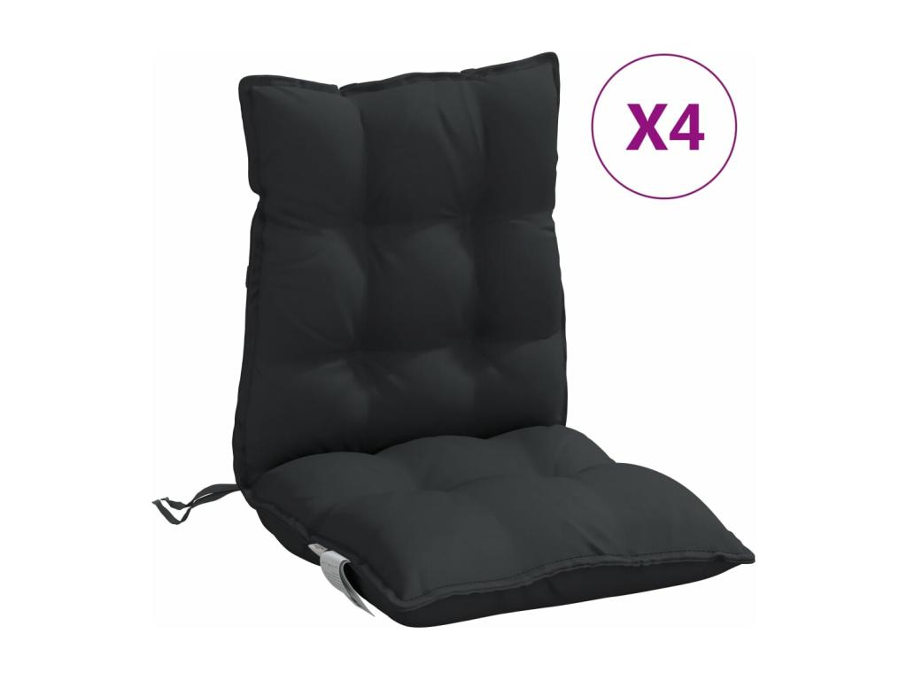 Cojines para silla con respaldo bajo 4 uds tela Oxford negro