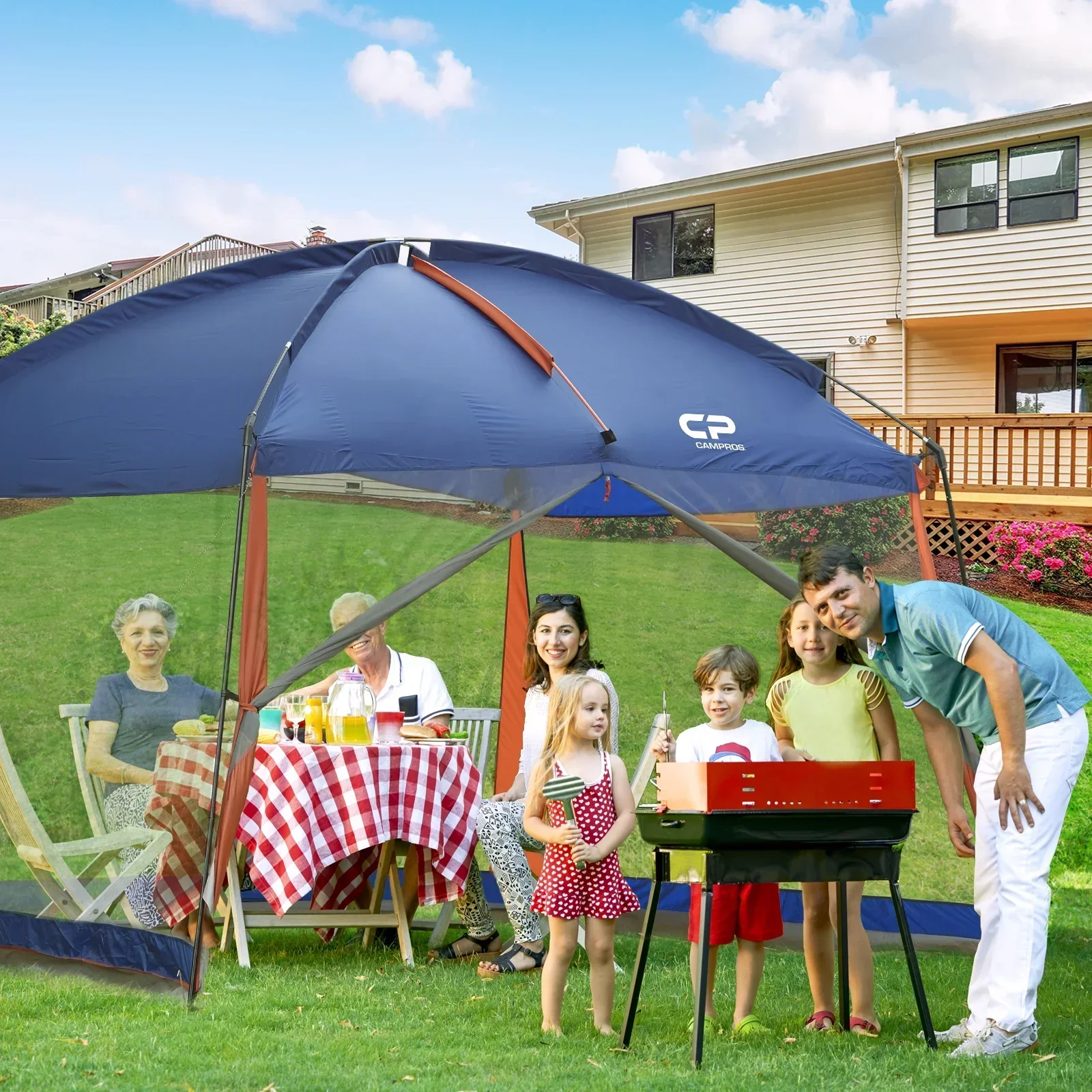 CAMPROS Screen House Canopy Tent, Blue, 12' x 10', 90in Center Height - Image 6 CAMPROS Screen House Canopy Tent, Blue, 12' x 10', 90in Center Height - Image 6